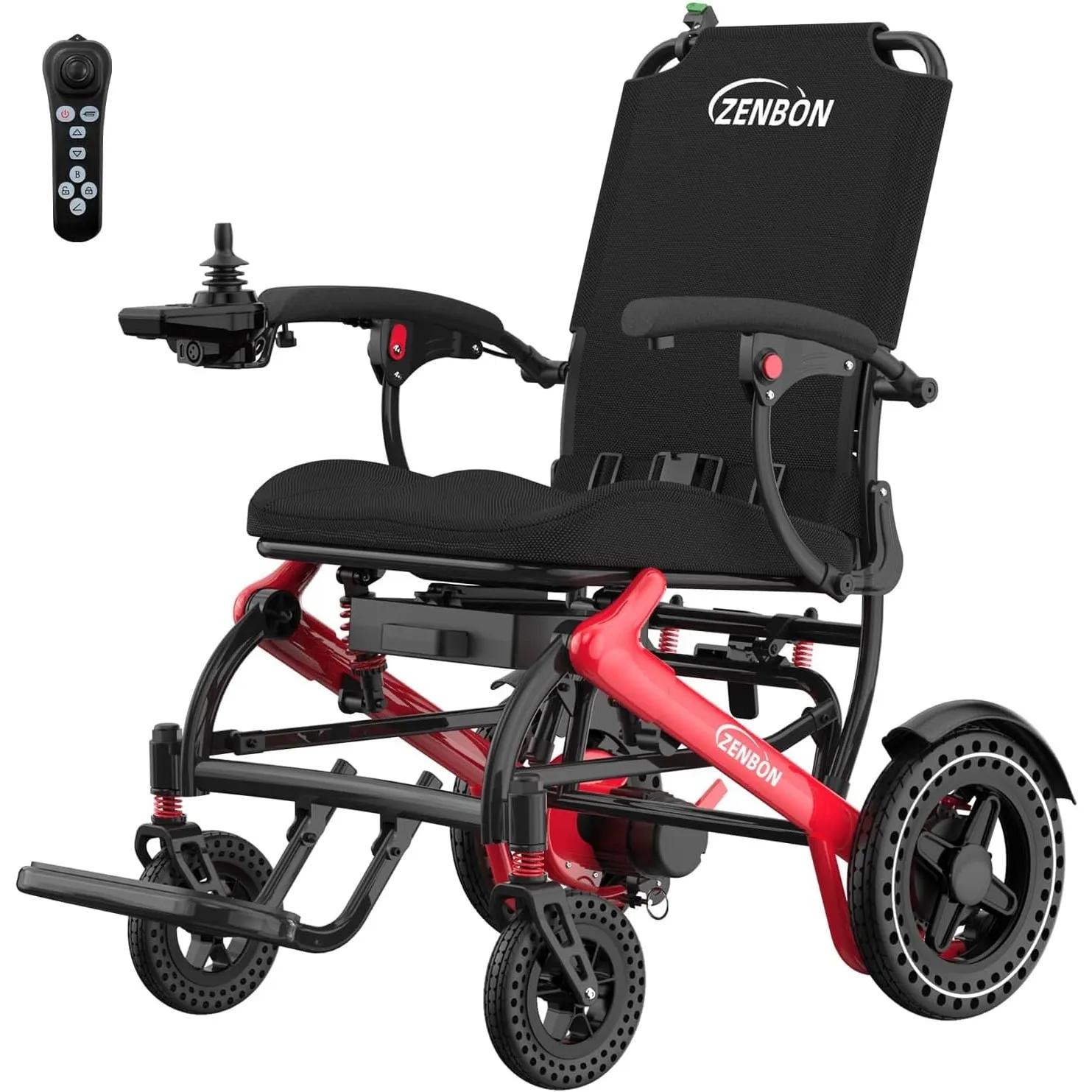 Rollstuhl Elektrisch Leicht Faltbar 17.8kg: Elektrischer Rollstuhl mit Fernbedienung und Hinterer Schiebehilfeknopf - A…
