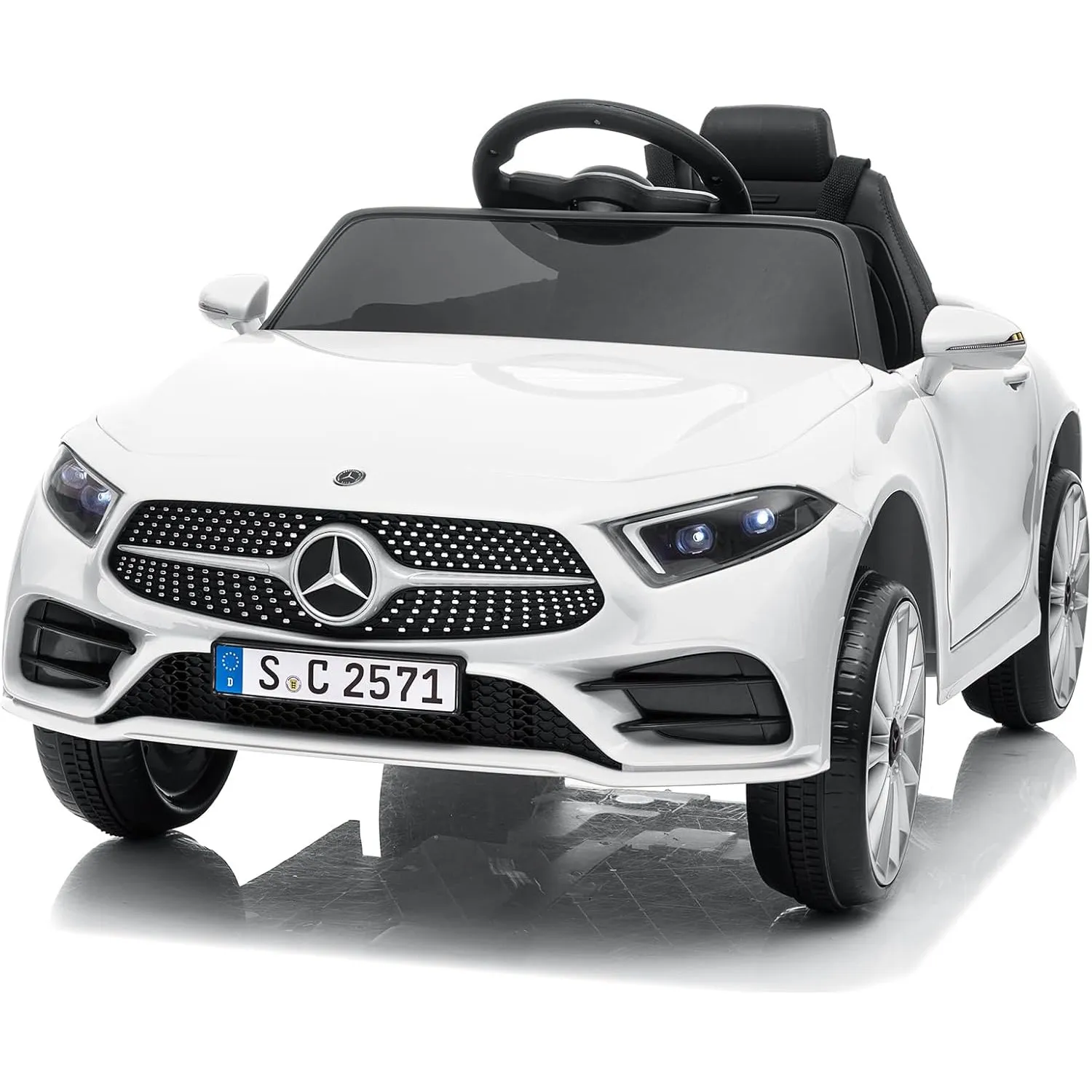 LEADZM Kinder Elektroauto 12V Kinderauto Elektrisch Weiß | Mercedes Benz CLS 350 2,4G-Fernbedienung, Elektrofahrzeuge 2…
