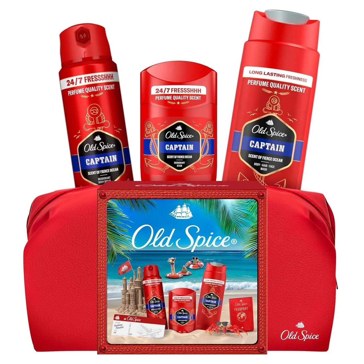 Old Spice Reisetasche Geschenkset mit Captain Deostick und Duschgel