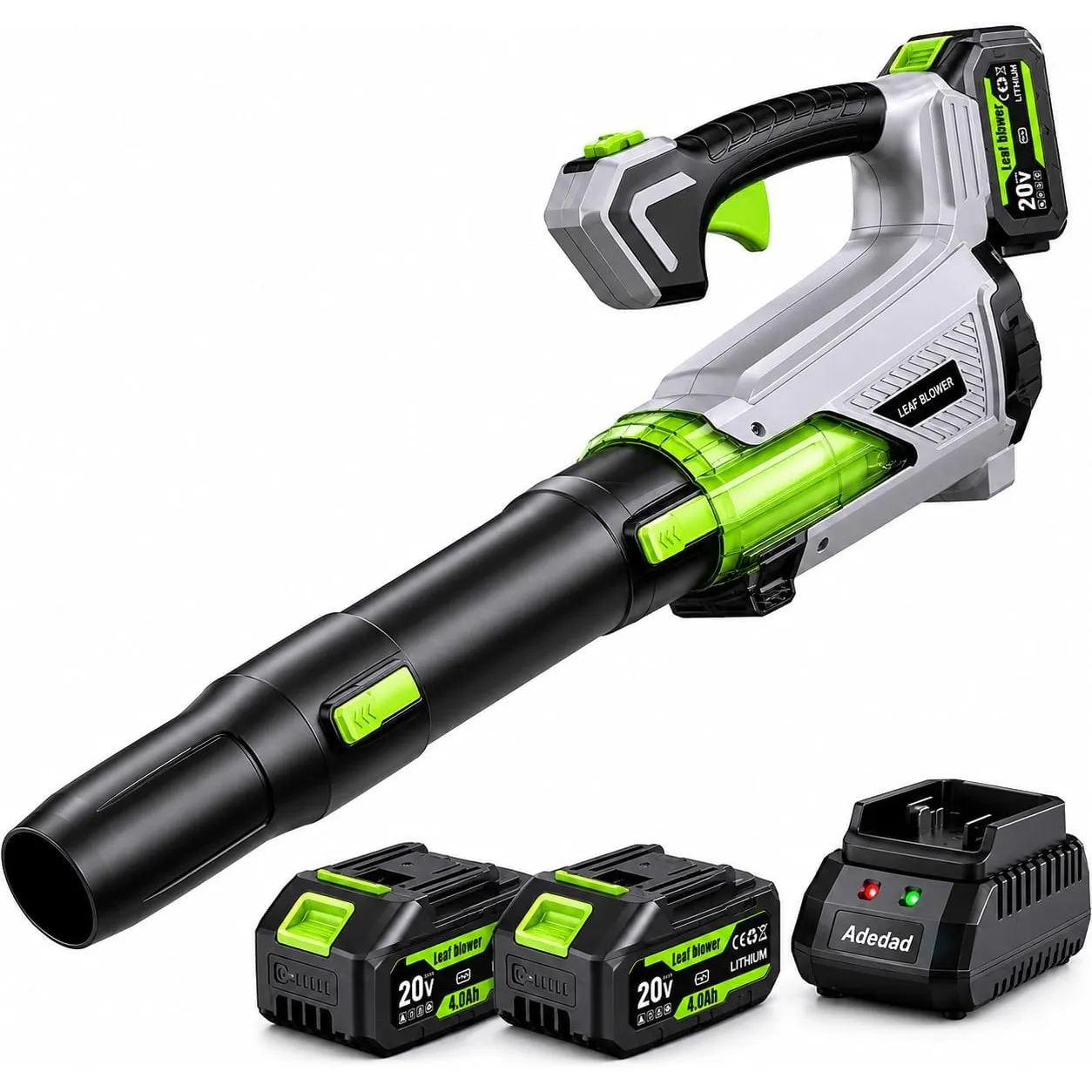 Akku Laubbläser 21V mit 2x4,0AH Akkus, 850m³/h Stufenlose Drehzahlregelung