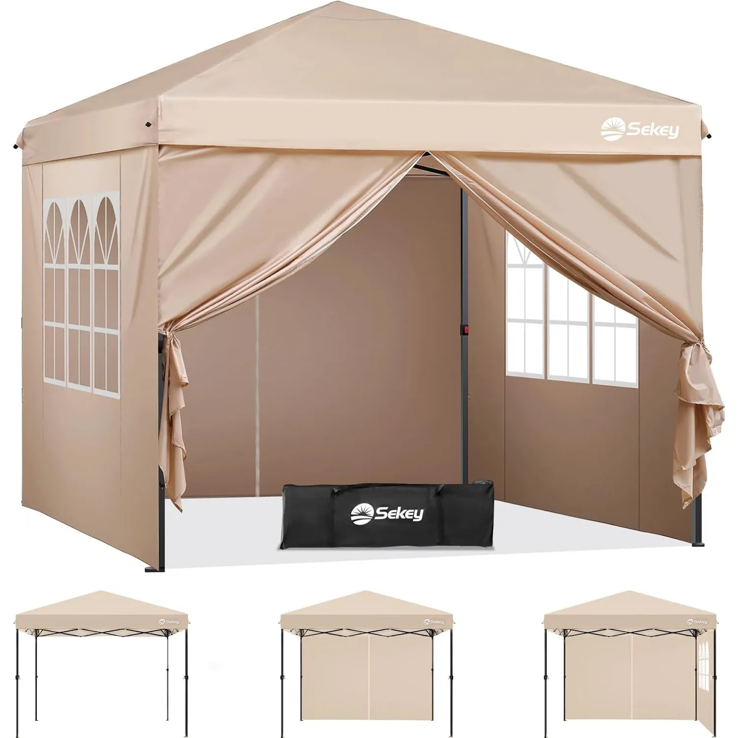 Sekey Premium Serie | Pop Up Faltpavillon 3x3 mit 4 Seitenwänden