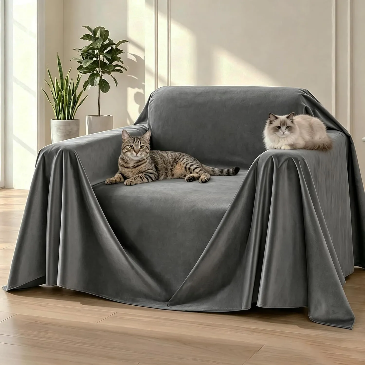 Loiion Grau Sofaschutz Katze Wasserdicht Sesselbezug 1 Sitzer, 180x230cm