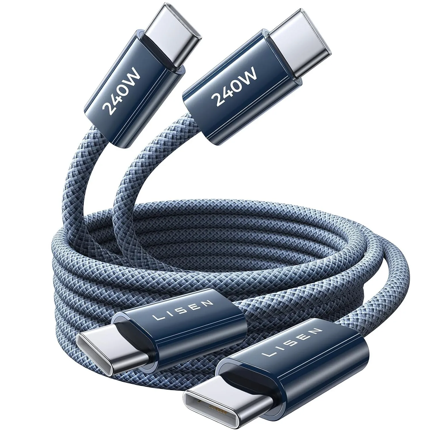 LISEN 240W USB C Kabel 2M, PD 3.1 Schnellladekabel USB C auf USB C 2 Stück
