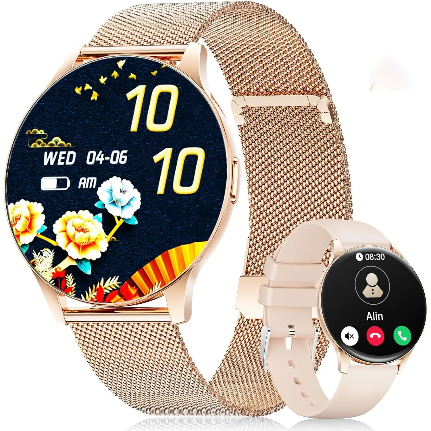 LIGE Smartwatch Damen(2 Armbändern),1.43" HD AMOLED Display Smartwatch mit Telefonfunktion,Fitnessuhr,Sportuhr mit 120+…