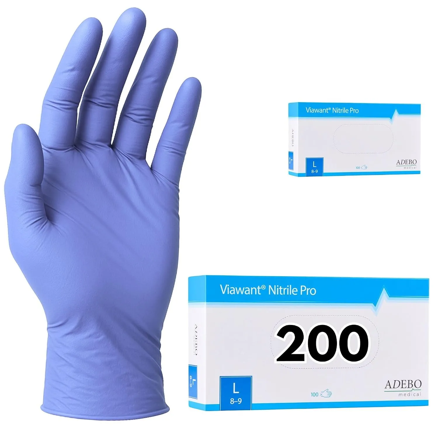 Einweghandschuhe 200 Stück | L | Nitrilhandschuhe Blau | Puderfreie, latexfreie Einmalhandschuhe | Reißfest & feinfühli…