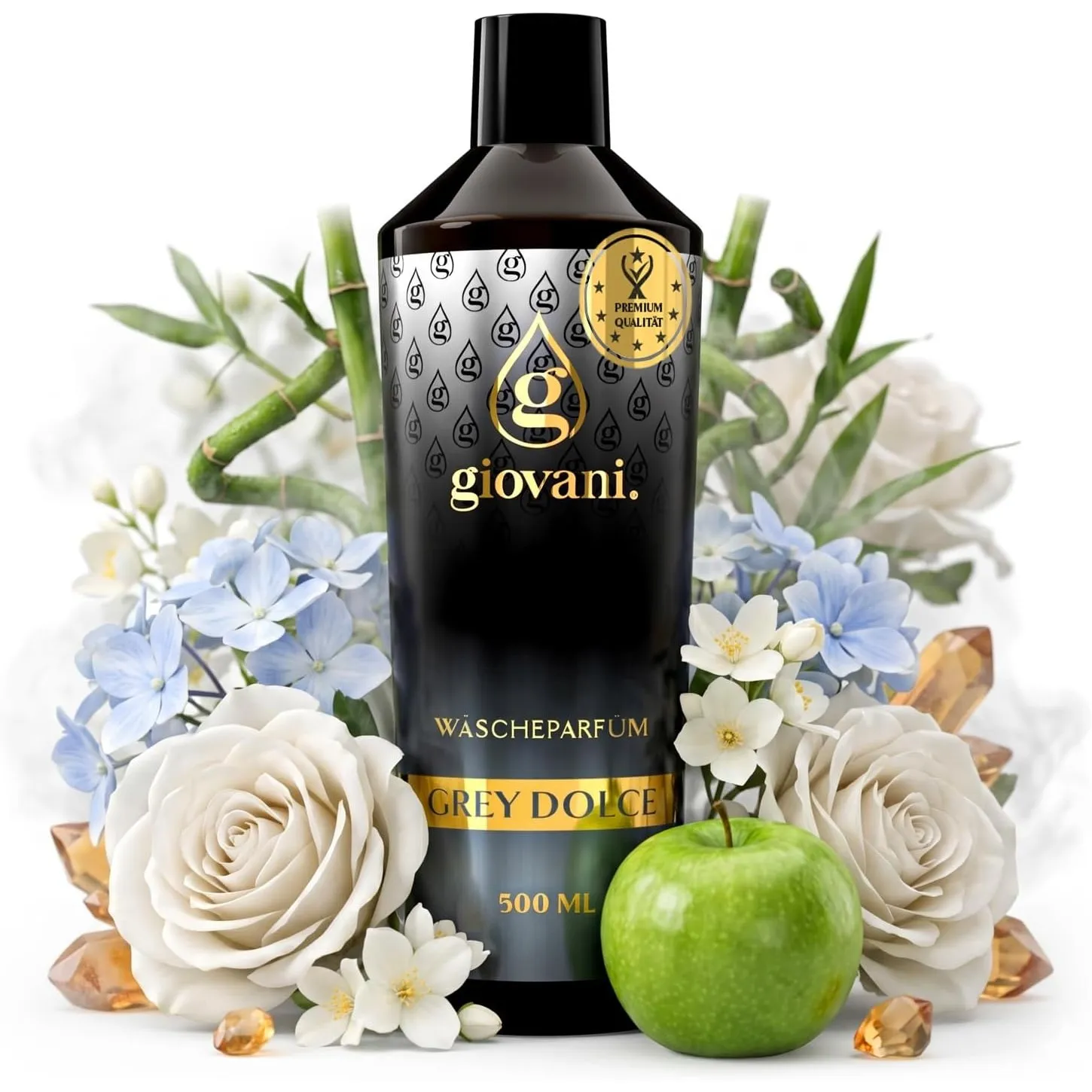 Giovani Wäscheparfüm GREY DOLCE 500 ml | Wäscheduft mit frischen Noten von grünem Apfel, Zeder & Jasmin | Frisch, elega…