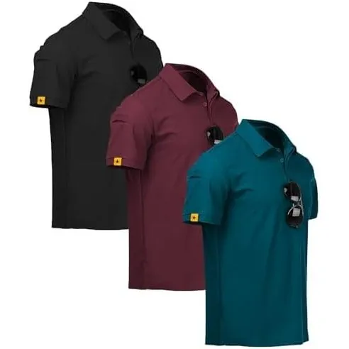 ZITY 3er Pack Poloshirt Herren Kurzarm Schnelltrocknend Atmungsaktives Tshirt Männer Sommer Polohemd Casual Sport Shirt…