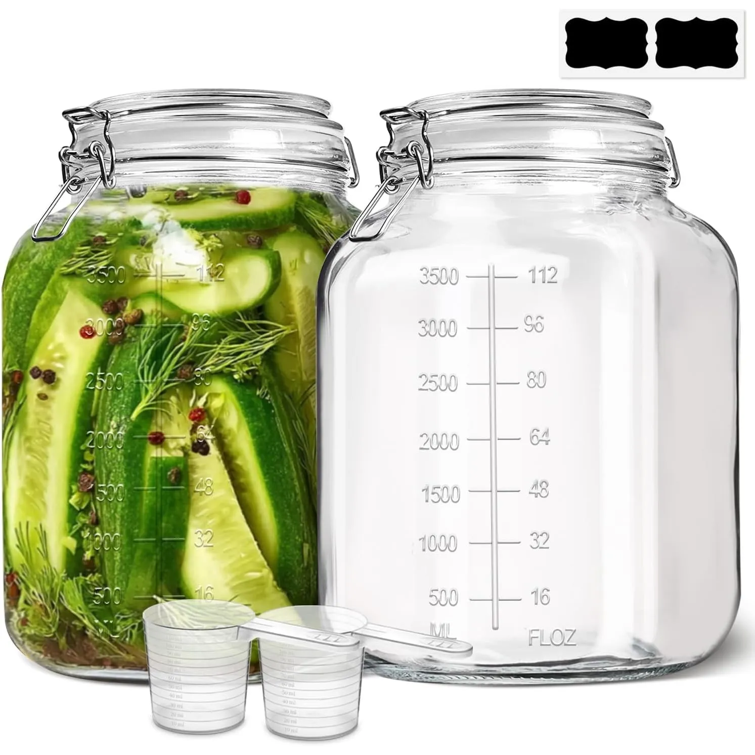 ComSaf Einmachgläser mit Bügelverschluss 4 L 2er Set, Glasbehälter groß