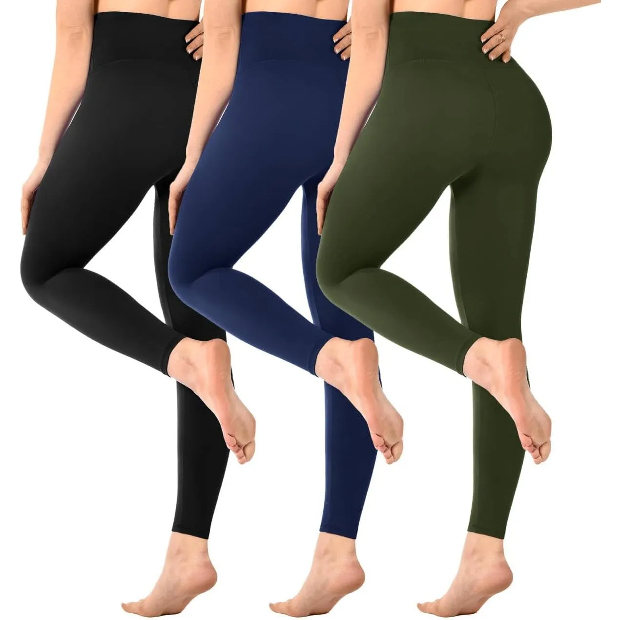 SINOPHANT 3er Pack Leggings Damen High Waist, Blickdicht Schwarze Leggings für Gym Yoga Sport