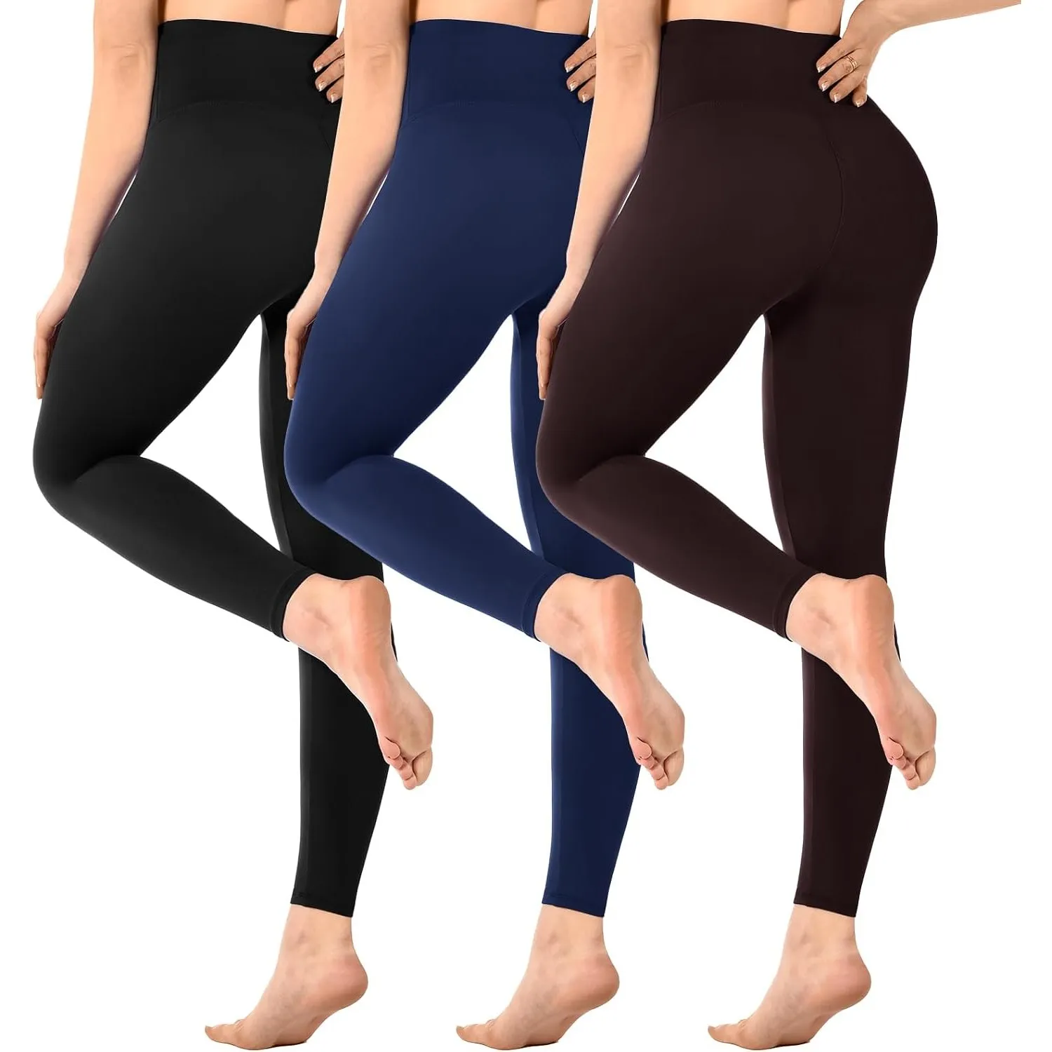 SINOPHANT 3er Pack Leggings Damen High Waist, Blickdicht Schwarze Leggings für Gym Yoga Sport