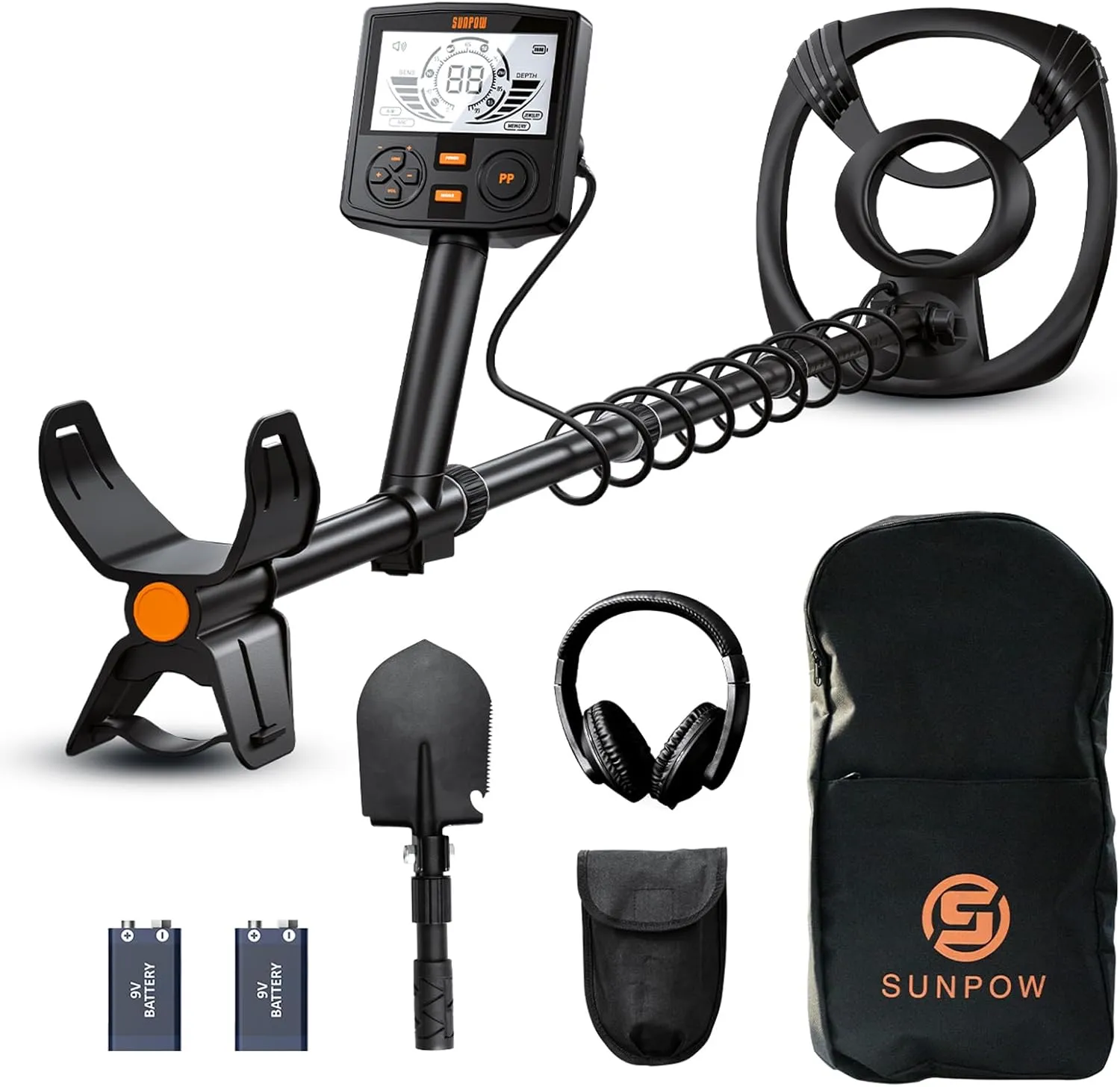 SUNPOW Metal Detector - 5 Modes Professional for Adults, Pinpointer, IP68 Waterproof 30 cm Search Coil, 2 x HD LCD Disp…