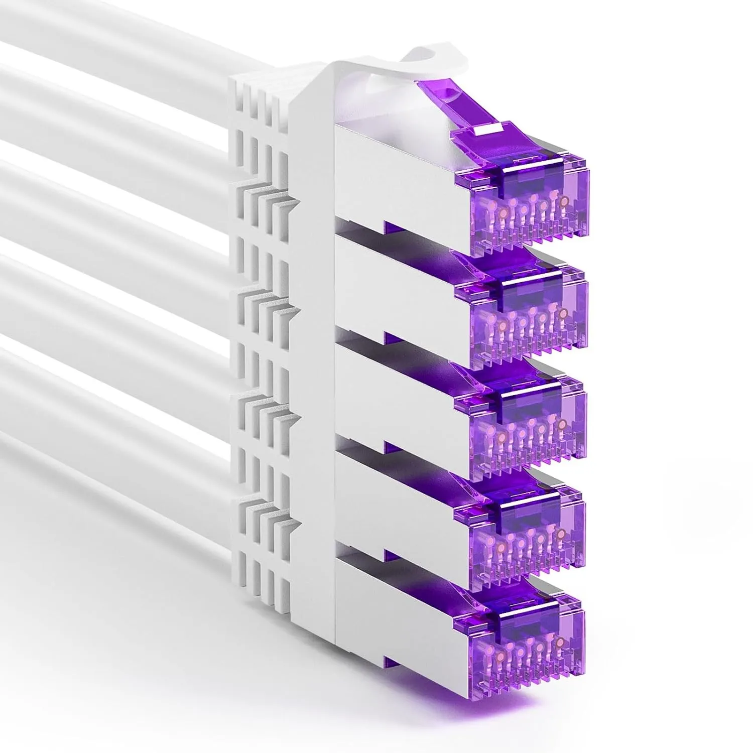 FGB 10 Gbps Patchkabel 0,5m x5, RJ45 Netzwerkkabel CAT 7- Weiß