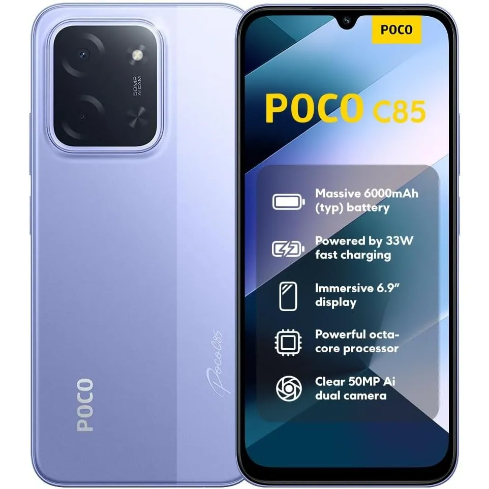 XIAOMI Poco C85, Smartphone 6+128GB, Handy mit Android, 6,9" 120Hz Display 7,99mm Design, MediaTek Helio G81-Ultra Octa…