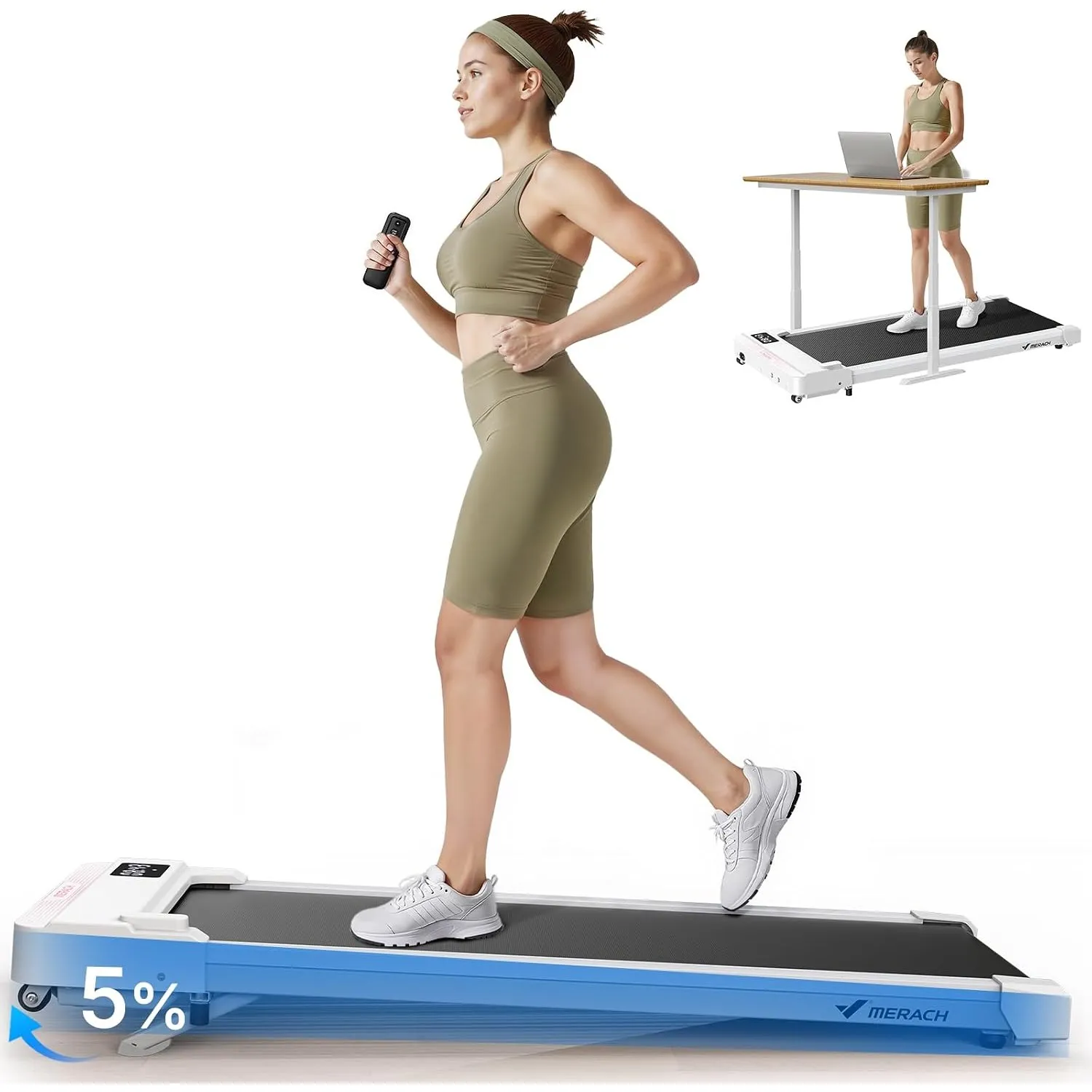 MERACH T19 Walking Pad, 3 in 1 Laufband Schreibtisch mit Fernbedienung
