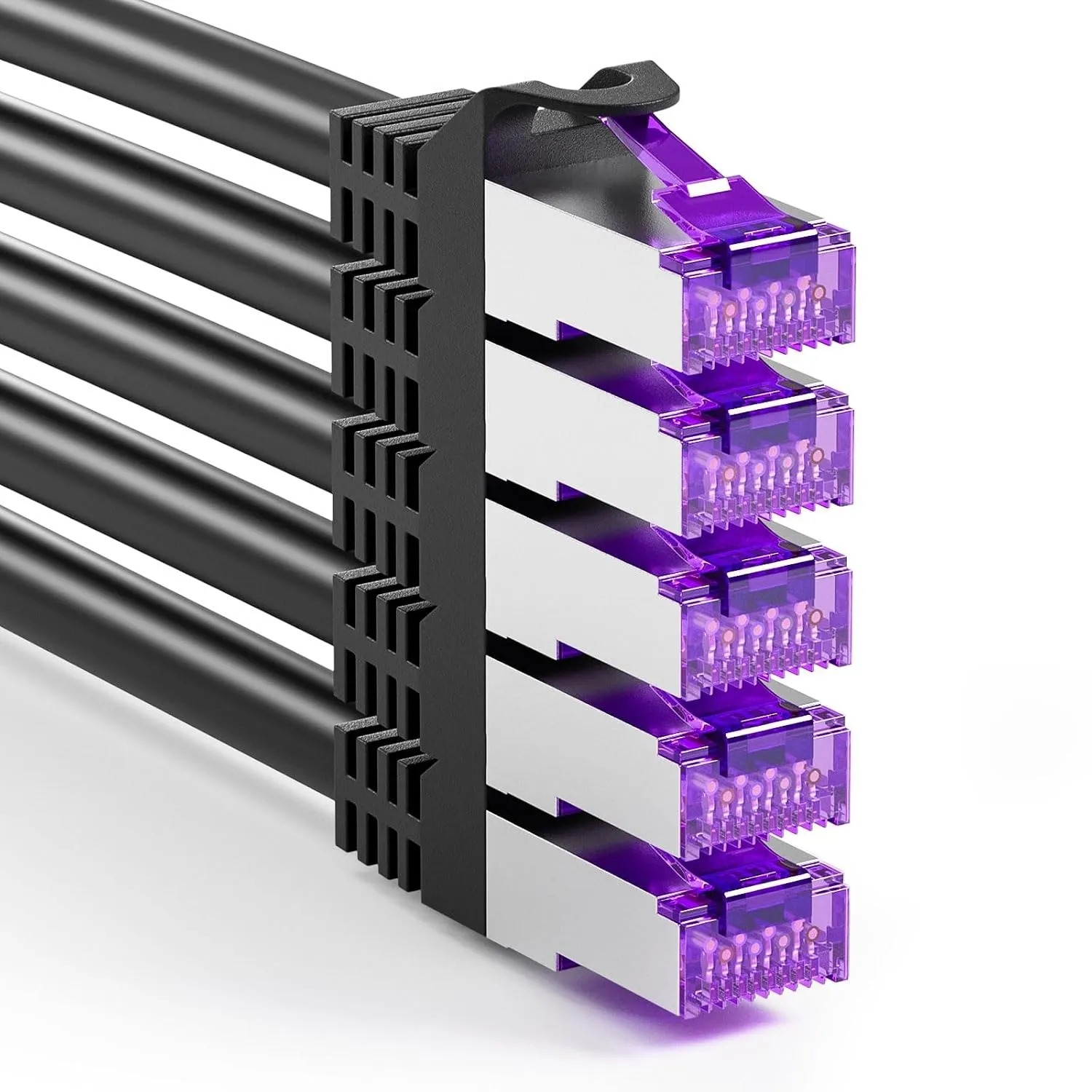 FGB 10 Gbps Patchkabel 1m x5, RJ45 Netzwerkkabel CAT 7- Schwarz
