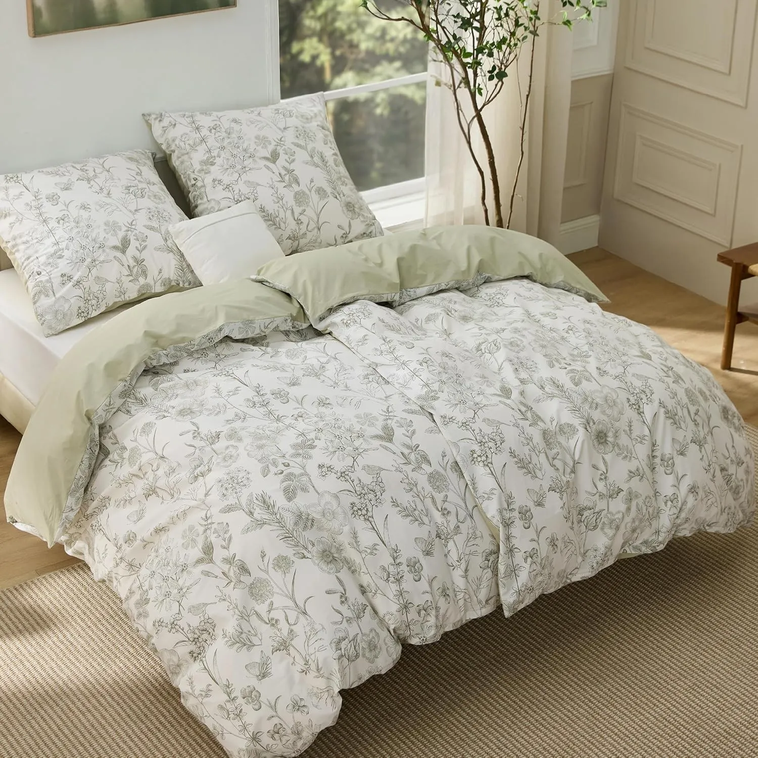 BEDSURE Bettwäsche 135x200 4teilig Baumwolle - Bettwäsche-Sets 2er Set Bettbezug mit 2 Kissenbezüge 80x80 cm, ÖKO-TEX W…