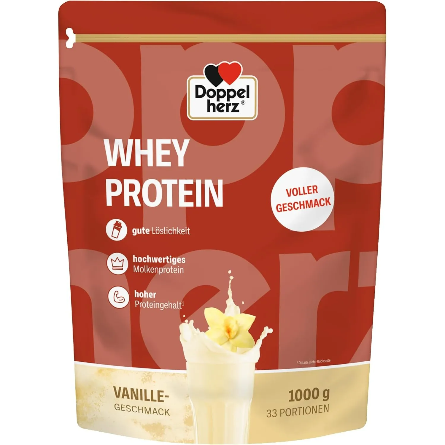 Doppelherz WHEY PROTEIN Vanille – Proteinpulver auf Molkenbasis in bewährter Doppelherz-Qualität 1000g