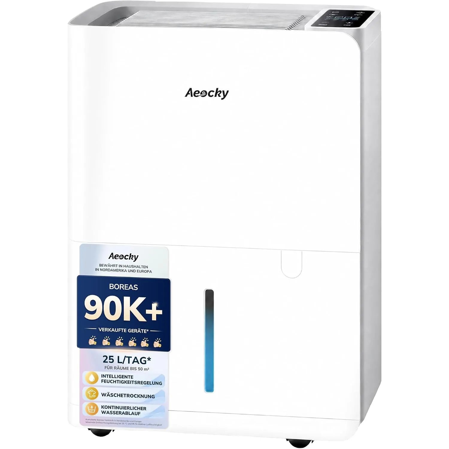 AEOCKY 25L/Tag Luftentfeuchter elektrisch, Wäschetrocknung, 2,7L Wassertank