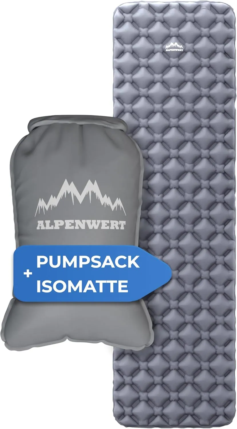 Alpenwert® Isomatte Outdoor [Kleines Packmaß & Ultraleicht] Luftmatratze perfekt für Camping, Wandern, Backpacking UVM.…