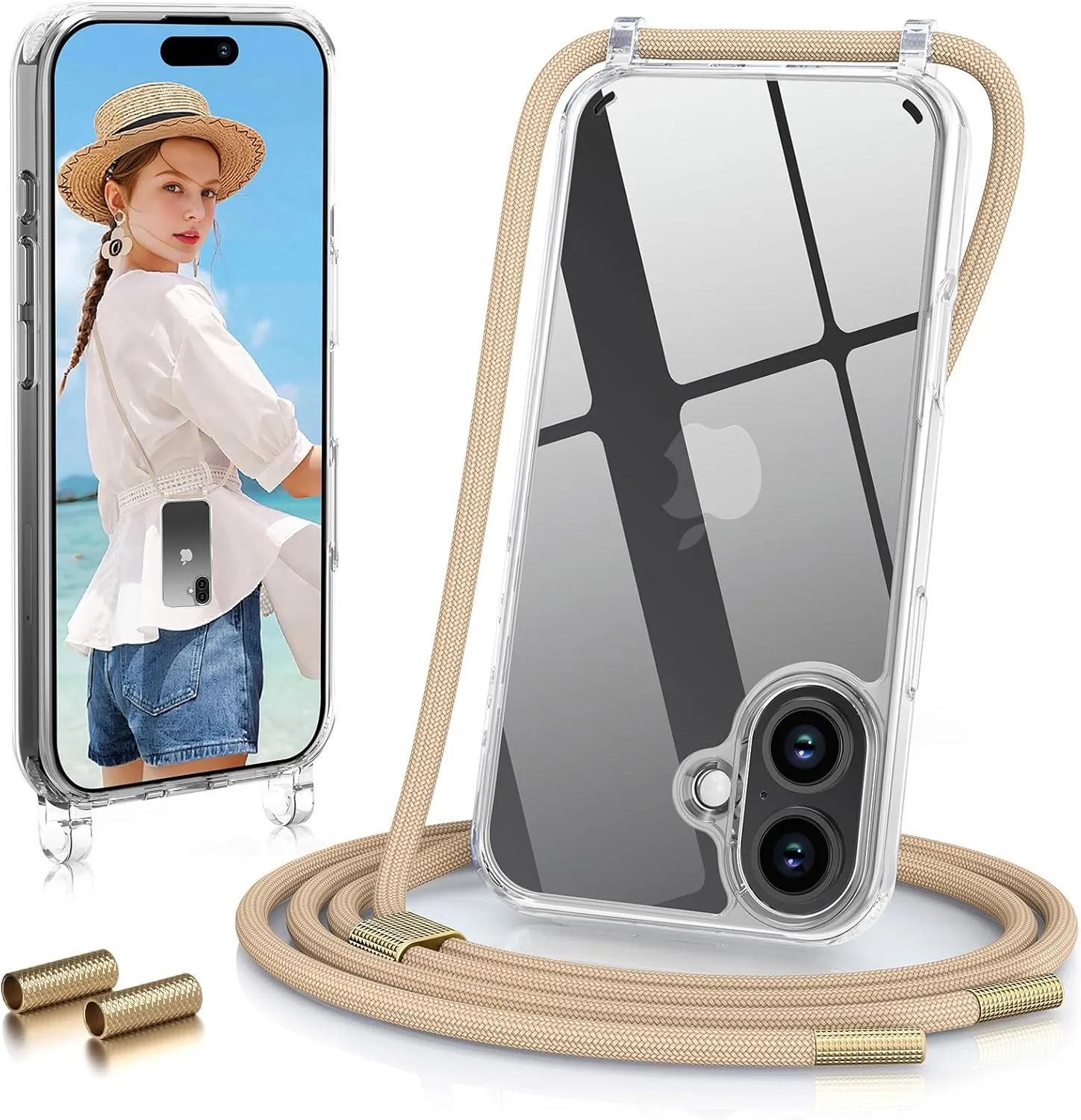 GOODVISH Mobile Phone Chain for iPhone 17, Case with Strap, Camera Protection and Screen Protector, Necklace Mobile Pho…