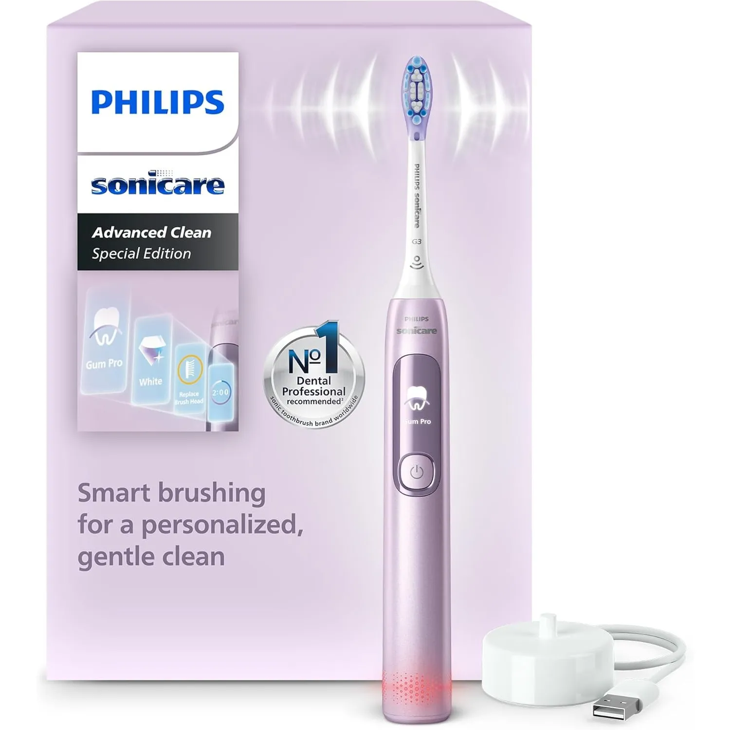 Philips Sonicare AdvancedClean Limited Edition Elektrische Zahnbürste - Smart Screen, Drucksensor, Erinnerungsfunktion …