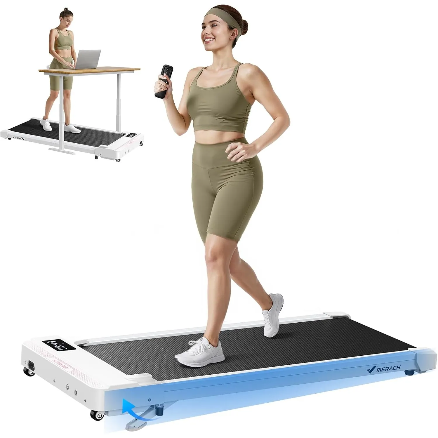 MERACH Walking Pad, Laufband Für Zuhause, 0%-6% Steigung Laufband Schreibtisch für Zuhause und Büro, 0-12km/h Treadmill…