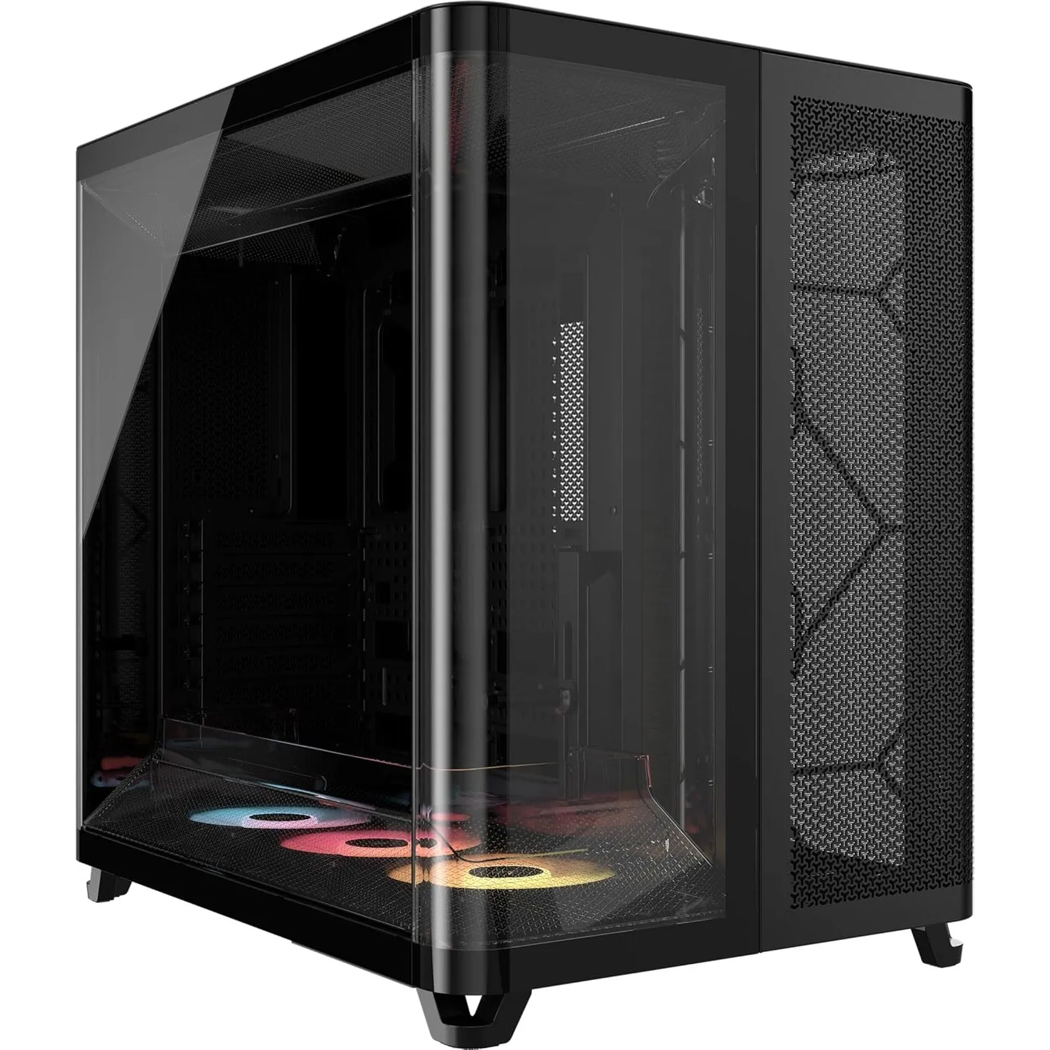 CORSAIR AIR 5400 RS-R ARGB Dreifach-Kammer-Mid-Tower PC-Gehäuse – Schwarz | 3x Vorinstallierte Reverse-Rotor RS120-R AR…
