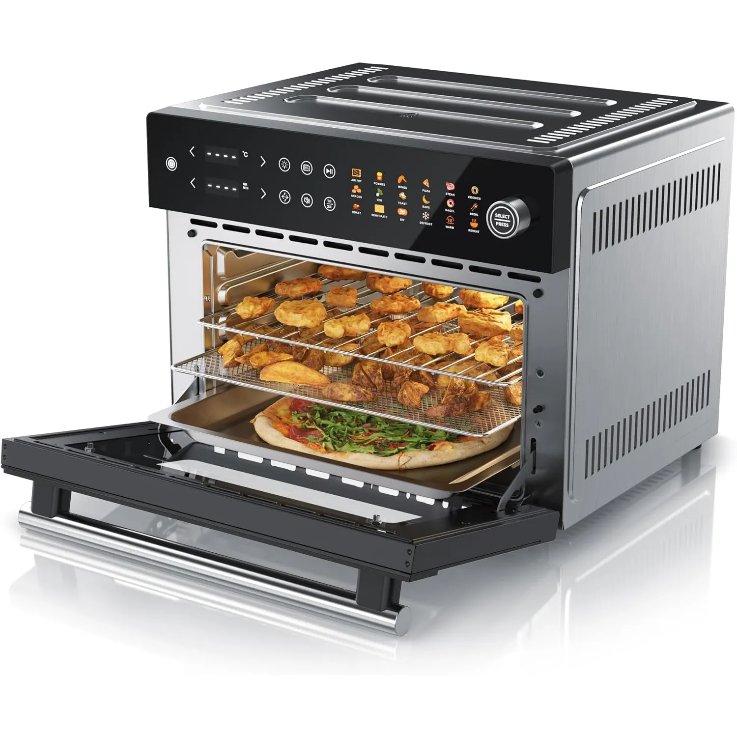 Arendo - Minibackofen 30l - Heißluftfritteuse 30 Liter - Edelstahl - Multifunktionsofen Umluft - mini Backofen Airfreye…