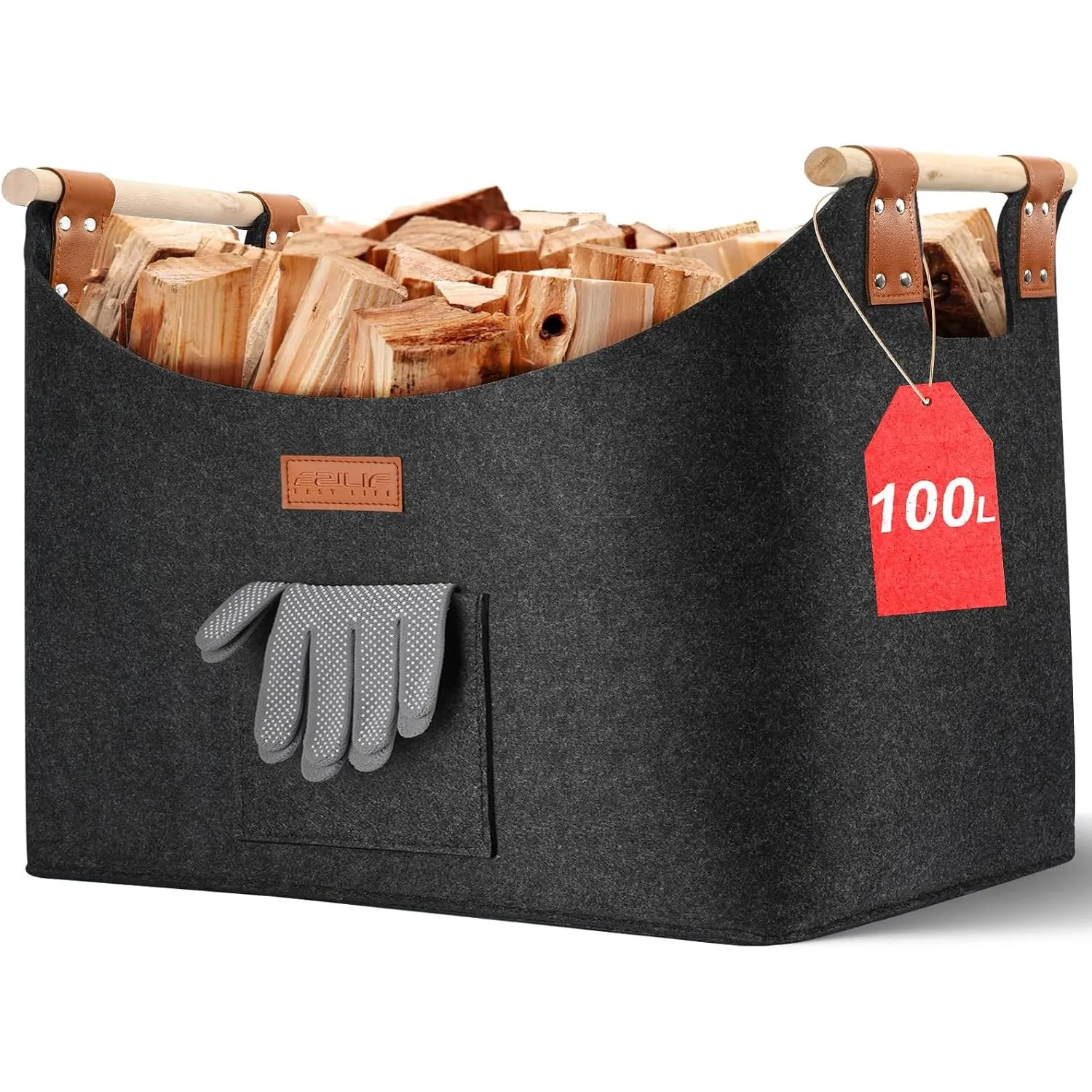 Holzkorb für Kaminholz mit doppelter Nietverstärkung 100L 60x40x40cm