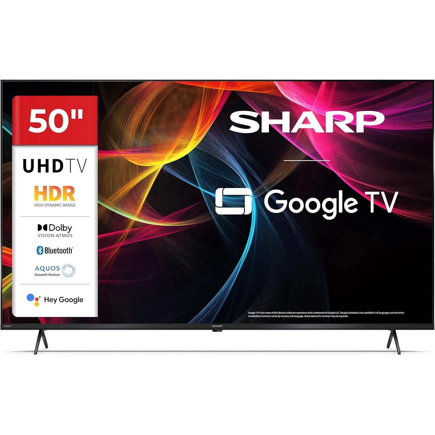 SHARP 50HL4365E – Google TV, 50" UHD, Rahmenlos, 60 Hz, HDR10, Dolby Vision HDR, Google Assistant mit Mikrofon, Chromec…