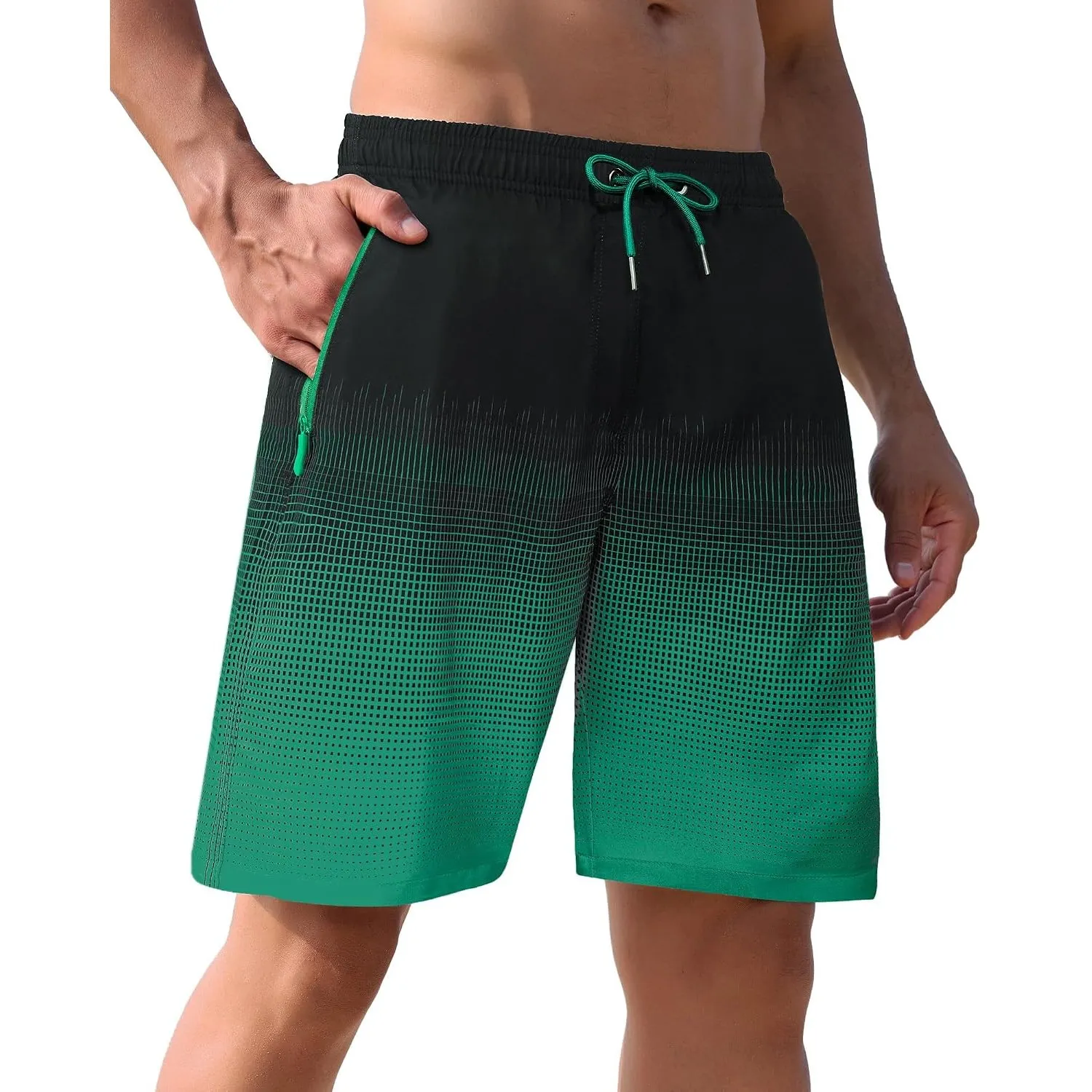 APTRO Herren Badehose Lang Badeshorts mit Mesh-Futter Schnelltrocknend Boardshorts mit Reißverschlusstaschen Sport Shor…