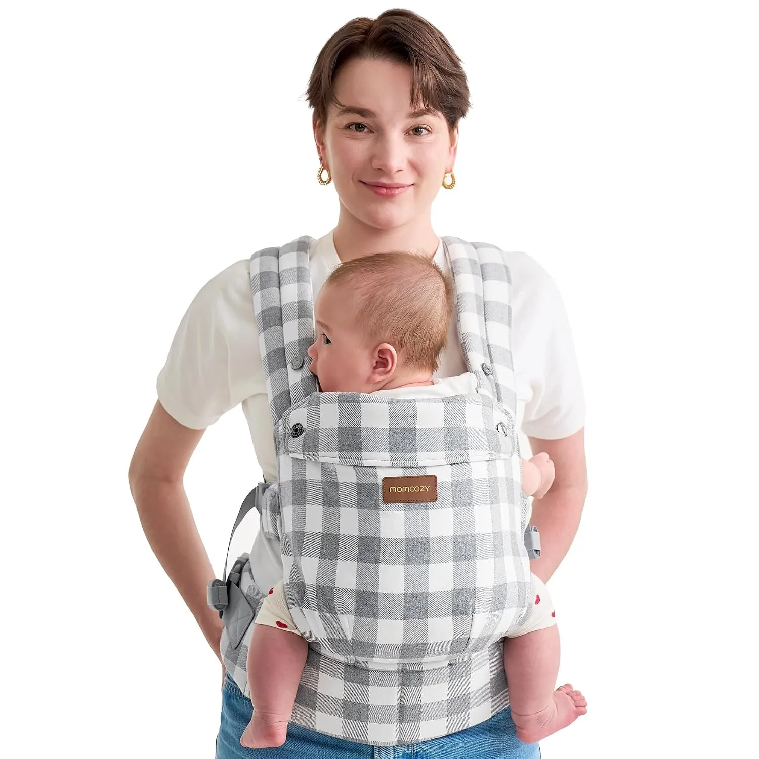 Momcozy Baby-Trage aus Natur-Baumwoll-Leinen: Besonders langlebig, ergonomisch, leicht & komfortabel - Hände-Frei für M…
