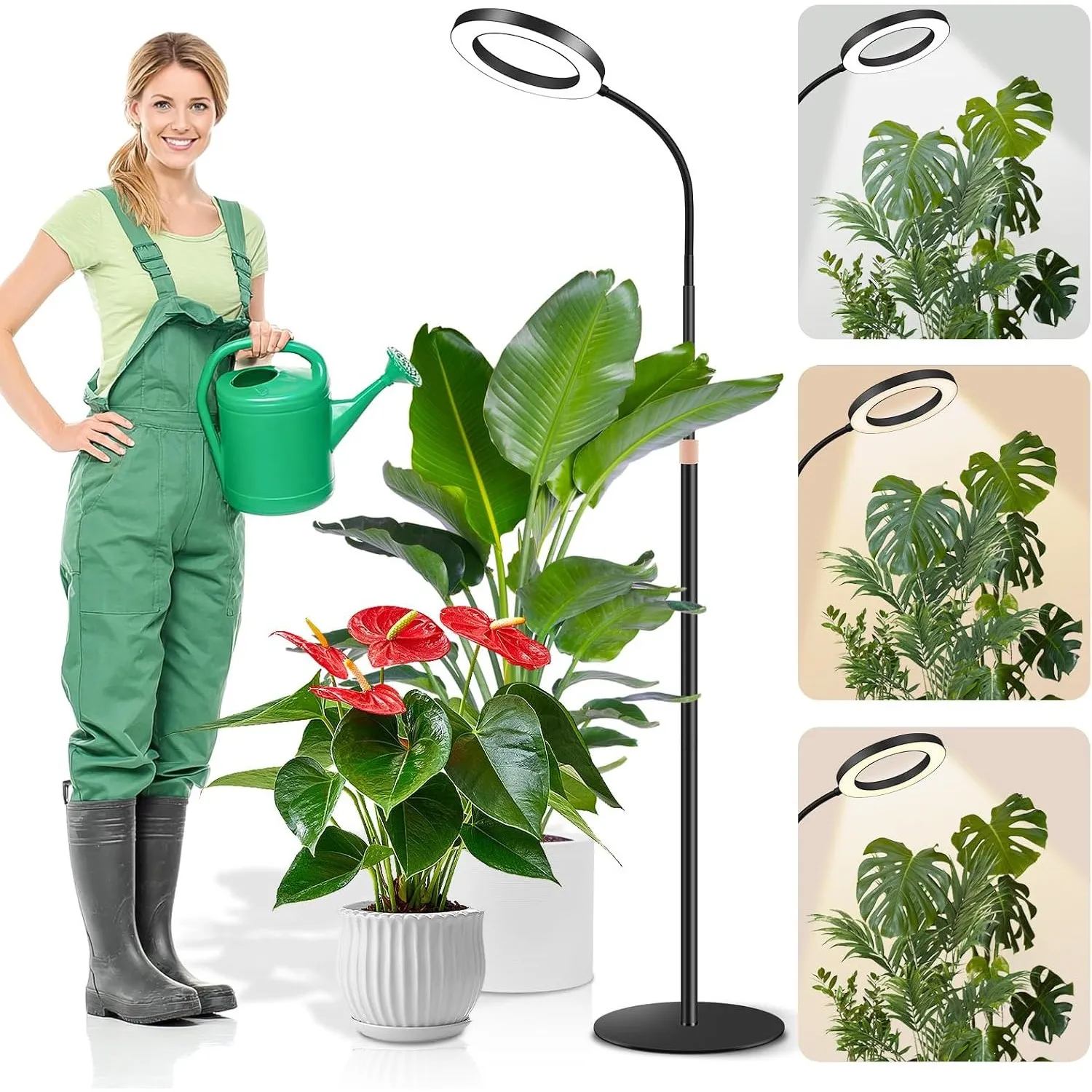 Dhapy Pflanzenlampe LED Vollspektrum, Grow Lampe für Zimmerpflanzen, Grow Light mit Standfuß, 80 LEDs 3 Lichter Modi un…