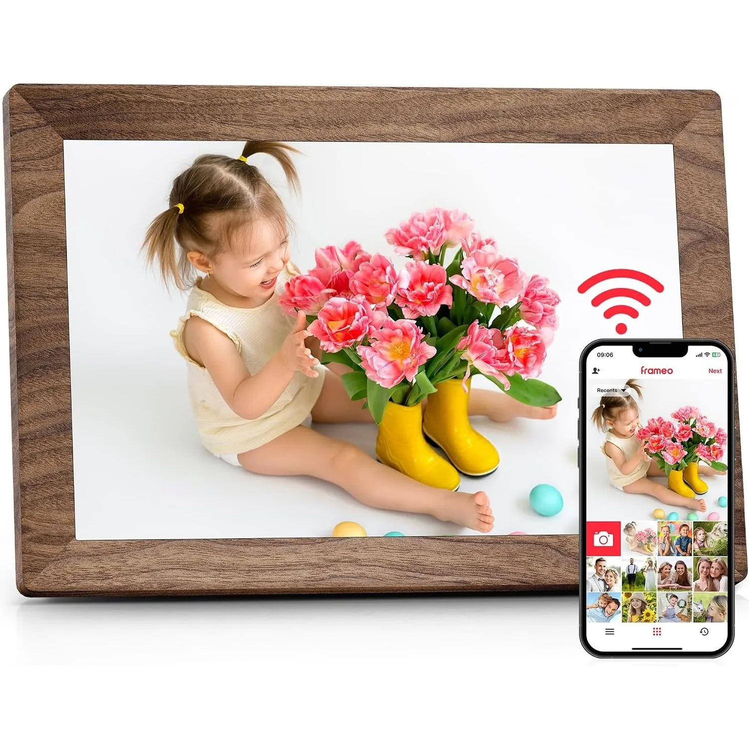 Frameo WLAN Digitaler Bilderrahmen 10,1 Zoll, HD 1280 * 800 IPS Touchscreen Elektronischer FotoRahmen mit 32GB Speicher…