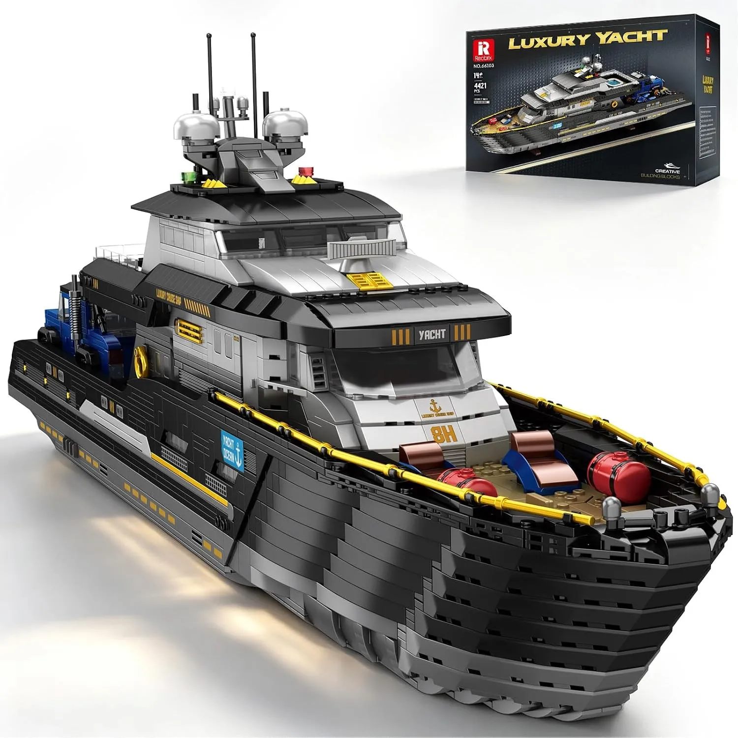 Reobrix 66103 Lük Yat Bausatz für Erwachsene, XXL Klemmbausteine Schiff