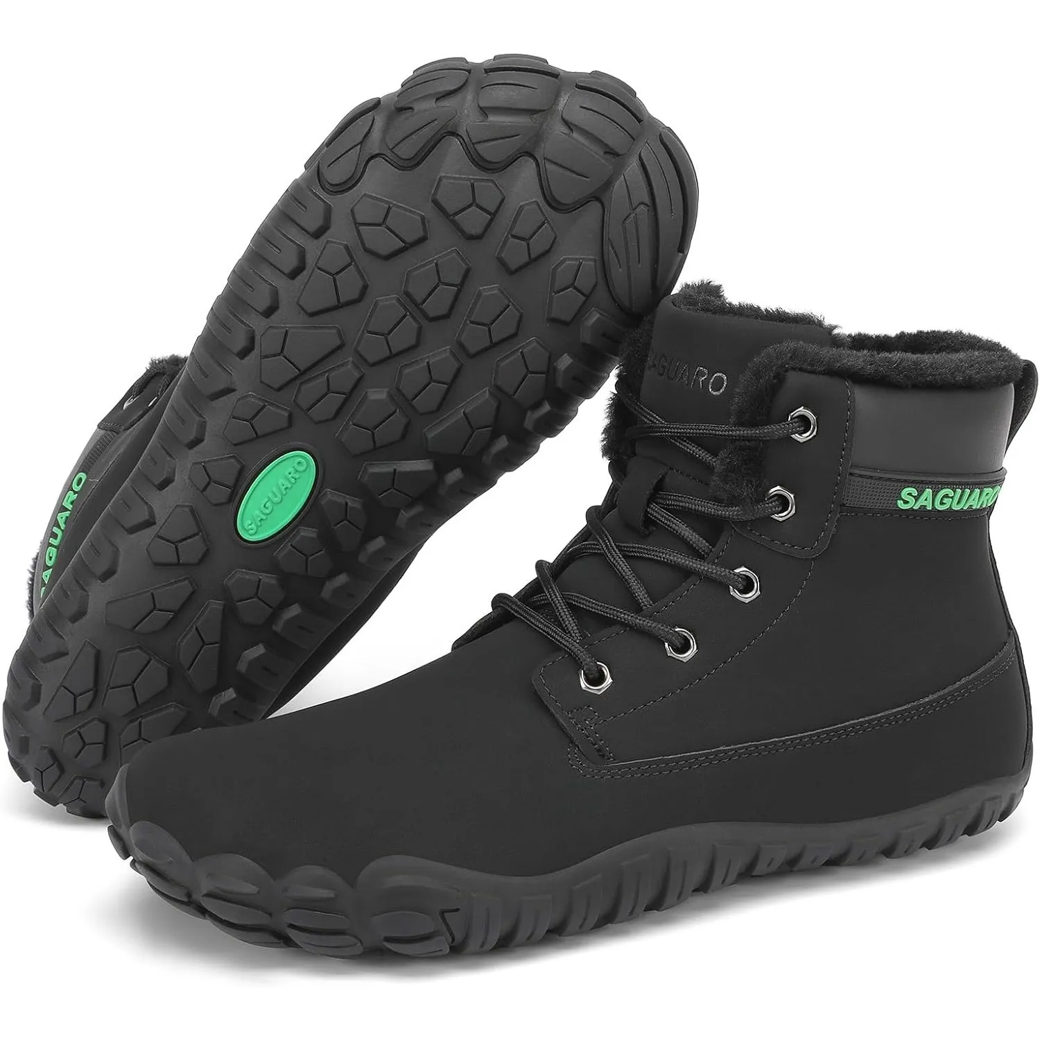 SAGUARO Winter Herren Barfußschuhe Warme Gefütterte Wasserdicht Winterschuhe mit Breiter Zehenbox, Gr.36-48
