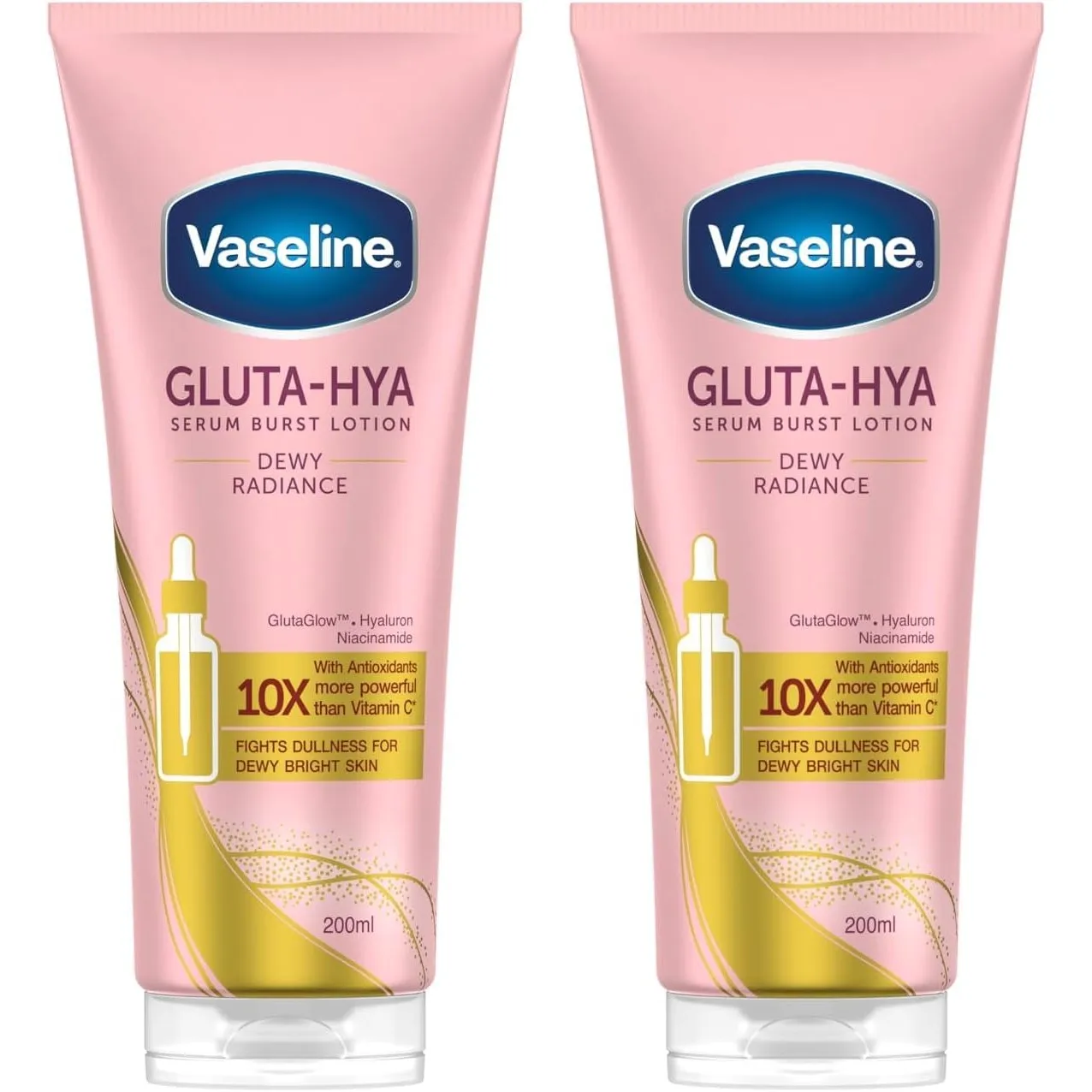 Vaseline Gluta-Hya Dewy Radiance, Feuchtigkeitslotion, 2 x 200 ml | Antioxidantienreiche Feuchtigkeitslotion, Leichte T…