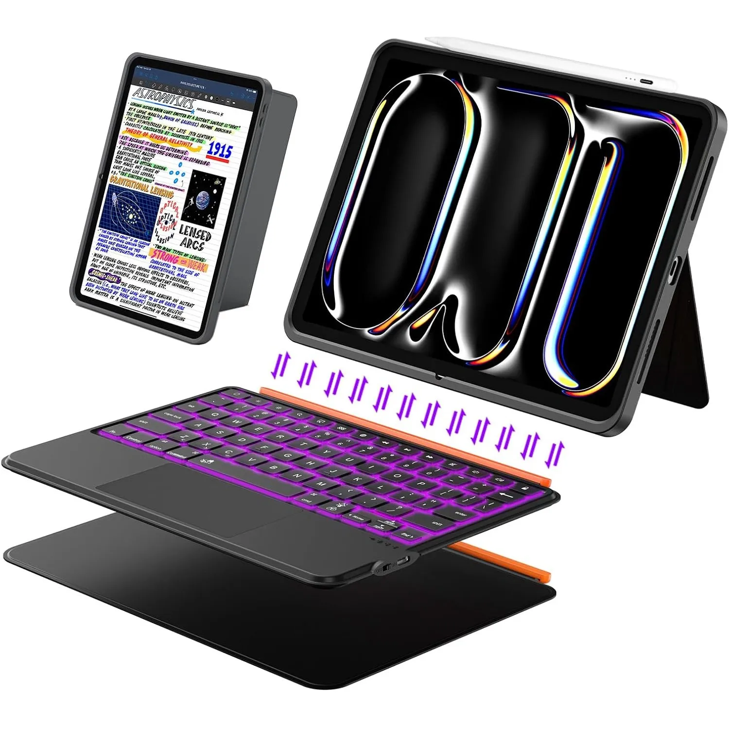 Tastatur Hülle für iPad Pro 13 Zoll (M5 2025/M4 2024), Magnetisch Abnehmbares Beleuchtetes Keyboard, Großes Trackpad, Q…