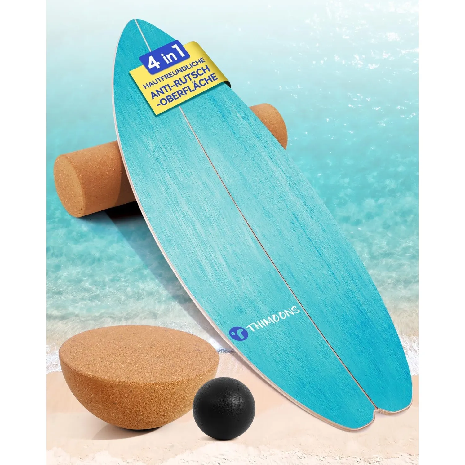 Balance Board Erwachsene | Rutschfeste Oberfläche & Rocker Shape | Surf Balanceboards für Surf Core-Training, Fitness, …