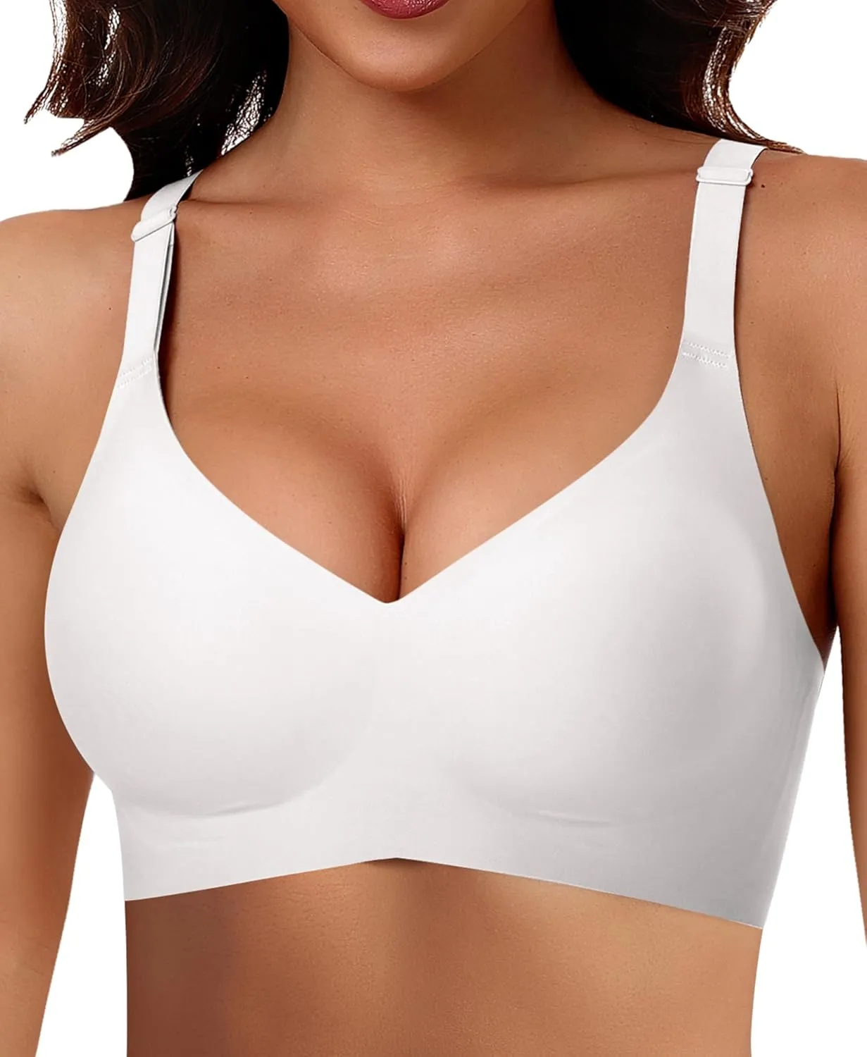 Ganado Women's Bra Without Underwire Seamless Bra Comfortable Soft Smooth Bra Non-Wired Bras Deep V-Neck Bralette Soft …