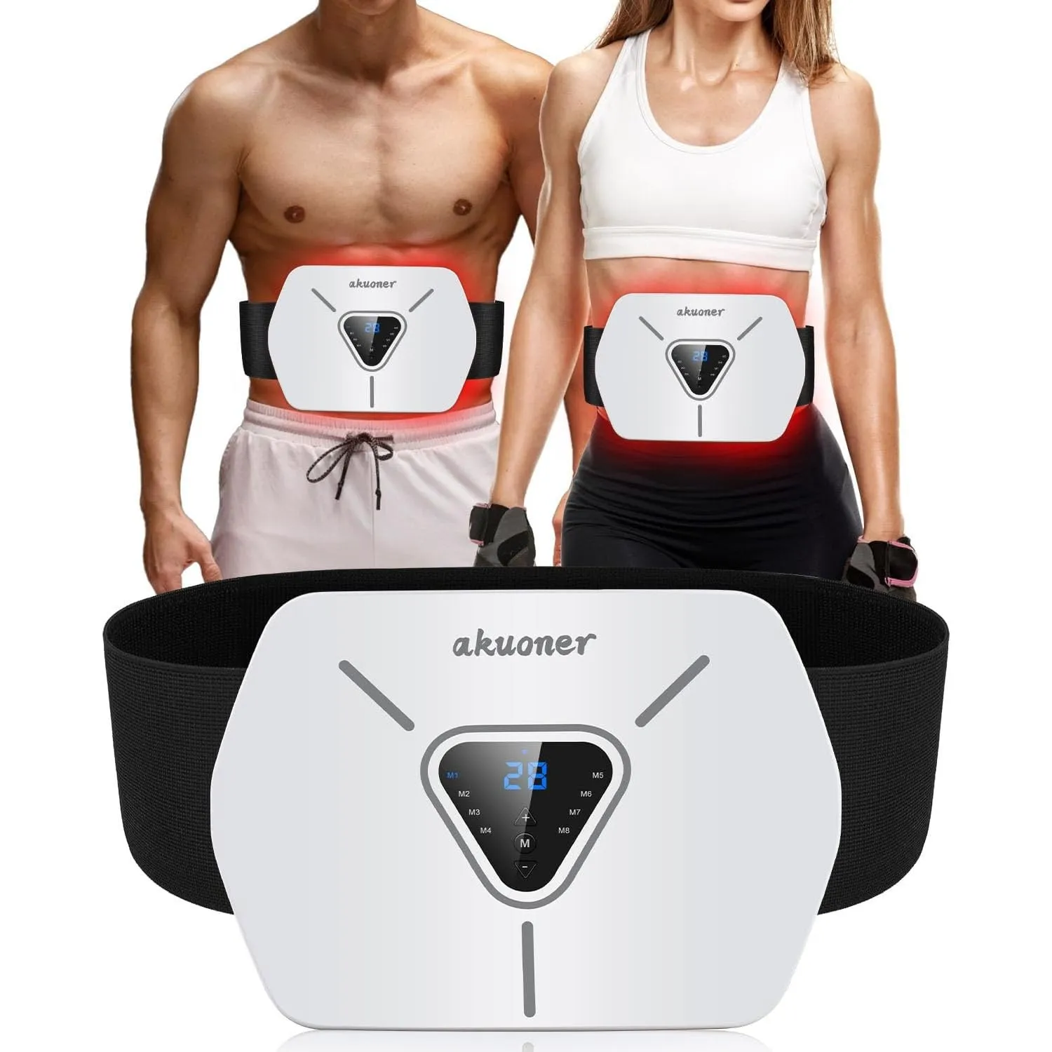 EMS Muskelstimulator, EMS Trainingsgerät, integrierter EMS Bauchtrainer, 8 Modi und 30 Stufen, elektrischer EMS Bauchmu…