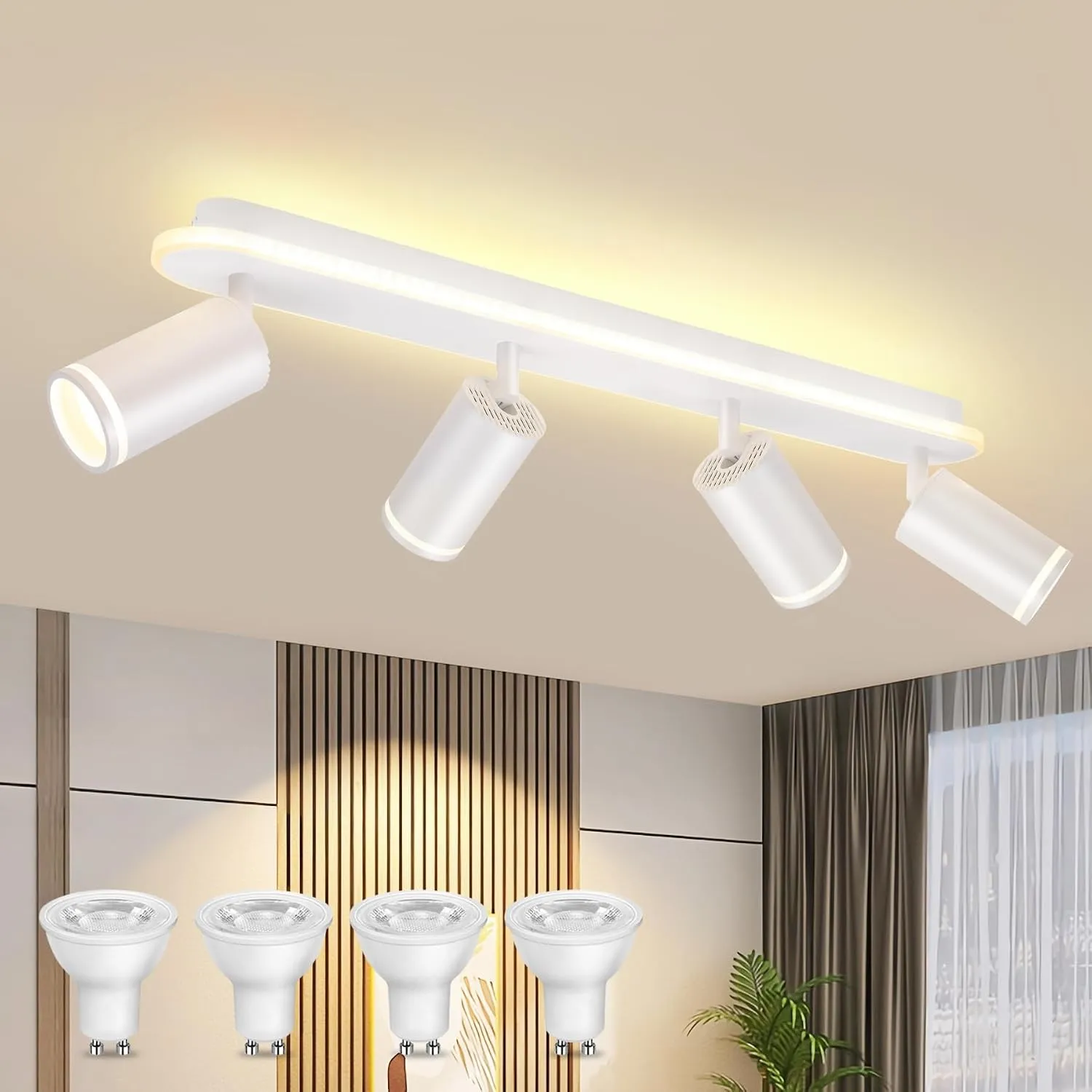 LED Deckenstrahler 4 Flammig Schwenkbar GU10 Deckenlampe Weiß