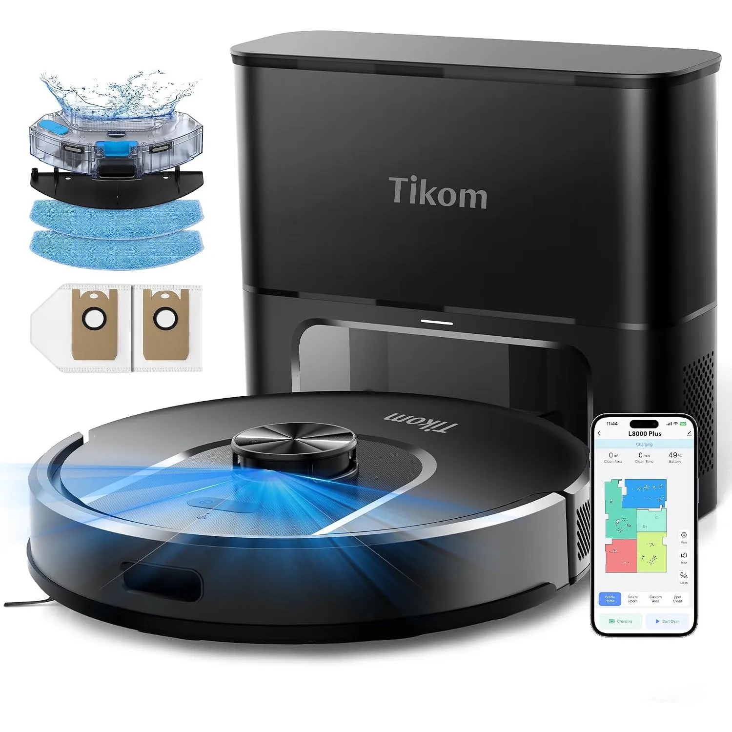 Tikom L8000 Plus Saugroboter mit Wischfunktion Absaugstation mit 6000Pa