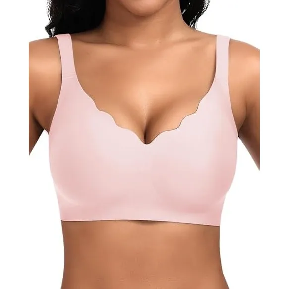 Jiuday BH Damen ohne Bügel Große Brüste Soft Bequemer Jelly Bra Nahtloser Push Up BH Seamless T Shirt Bügelloser Gepols…