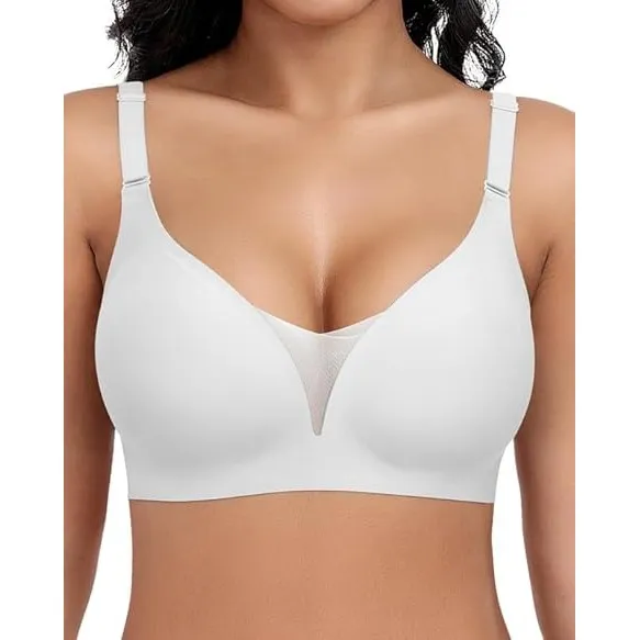 Jiuday BH Damen ohne Bügel Große Brüste Starker Halt Bügelloser Push Up Seitenträger BH Nahtloser Bequem Klassische Sof…