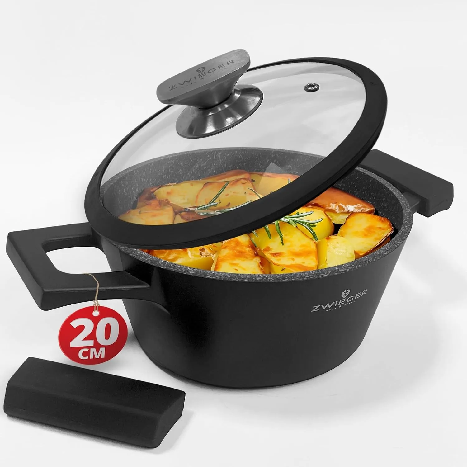 ZWIEGER 3-in-1 Bräter mit Deckel klein – Topf backofengeeignet 20 cm