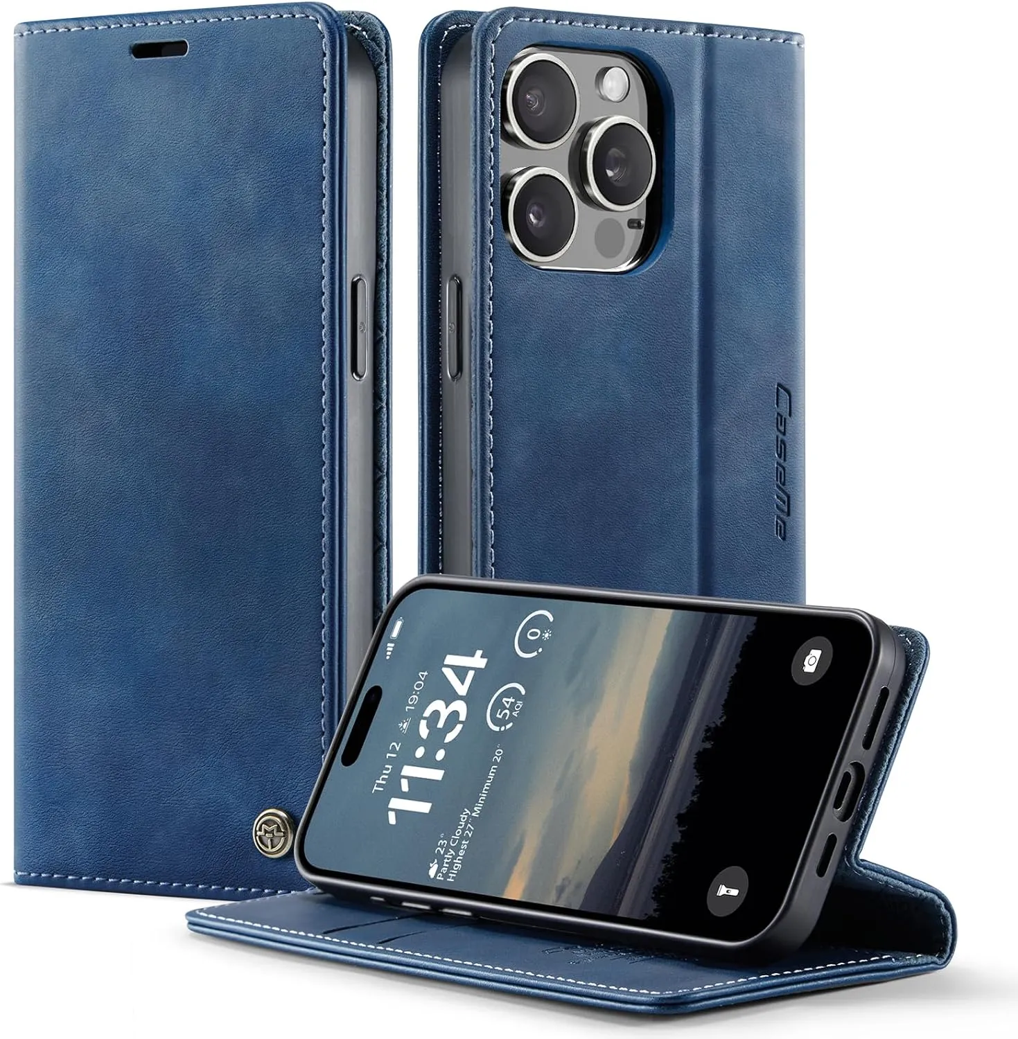 iPhone 15 Pro Max hülle klapphülle Premium PU Leder, RFID Schutzhülle, Faltbare Ständer, Handytasche Lederhülle Kartenf…