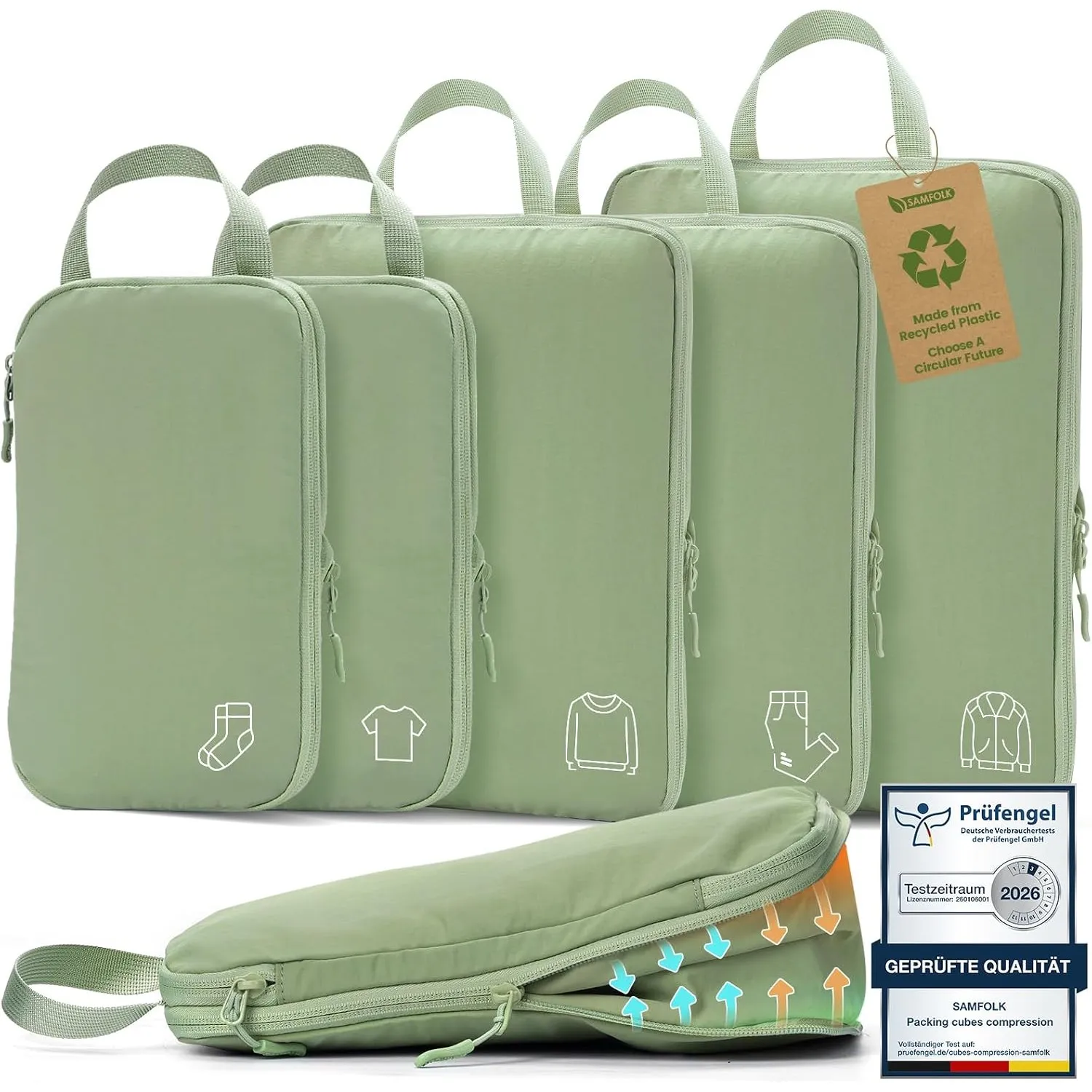 Koffer Organizer Packing Cubes Compression für Rucksack, Nylon Koffer Organizer Set, Robuste Reißverschlüsse Packwürfel…