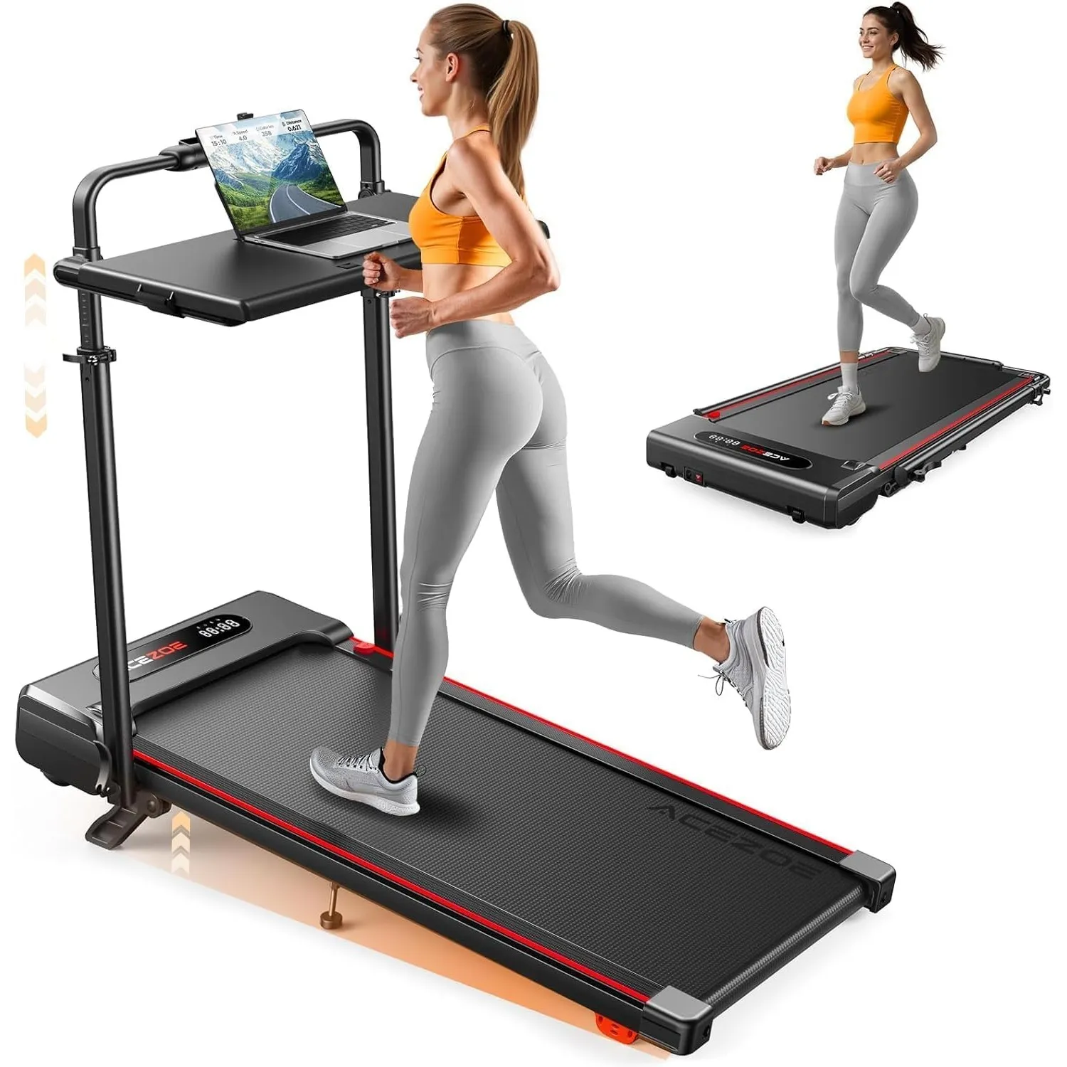 6 in 1 Laufband für Zuhause,Walking Pad mit Steigung bis 10%, 12km/h Klappbar Laufband mit LED-Anzeige,2.5HP Treadmill …