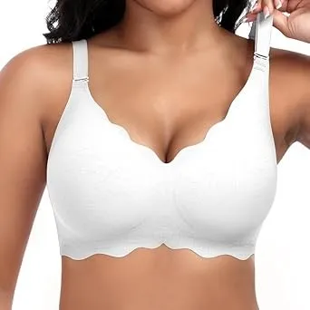 Jiuday Damen BH ohne Bügel Spitzen Soft BH Große Brüste Starker Halt Push Up Bügelloser BHS Gepolstert Seamless Bequeme…